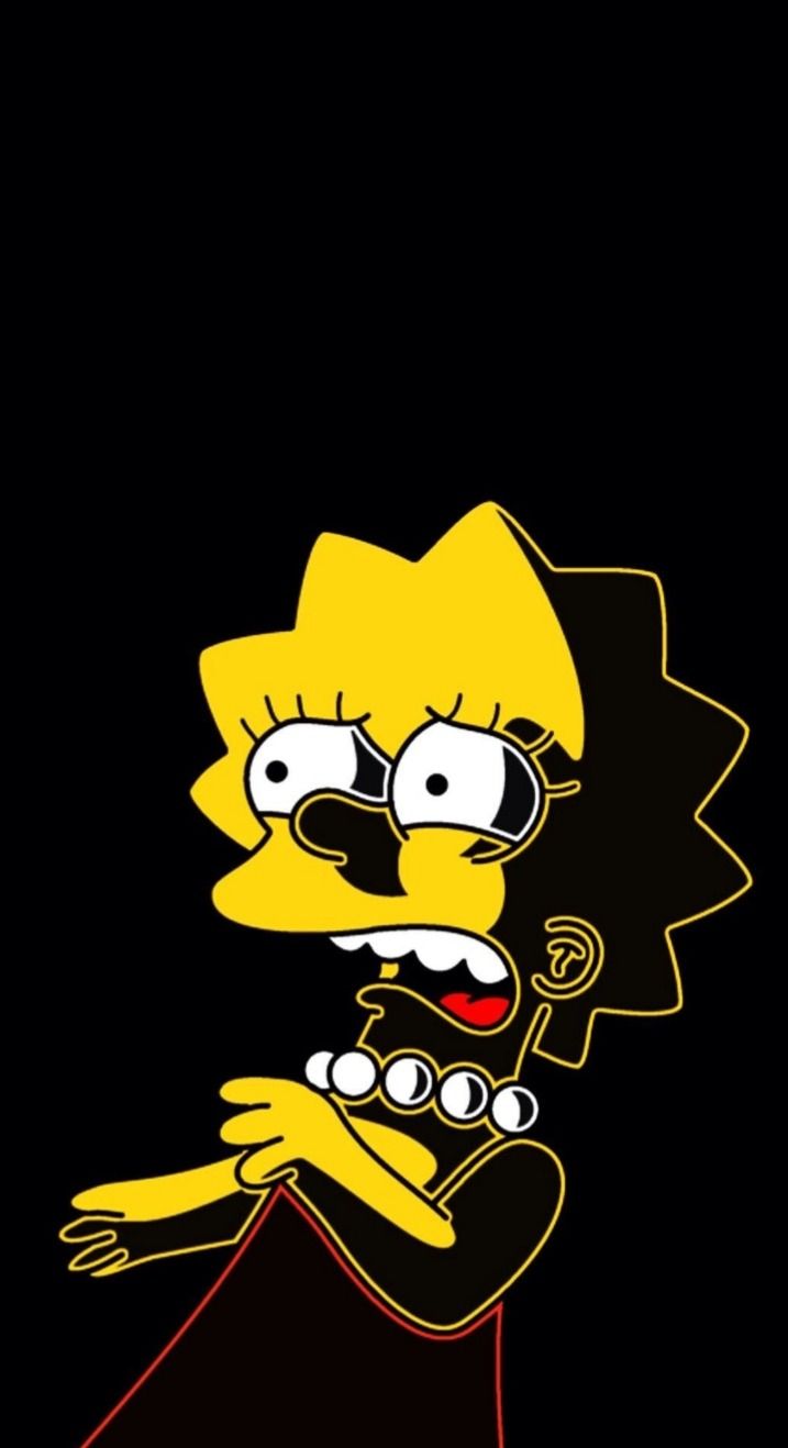 Lisa Simpson spaventata sfondo nero, 717x1318 Verticale, Mobile