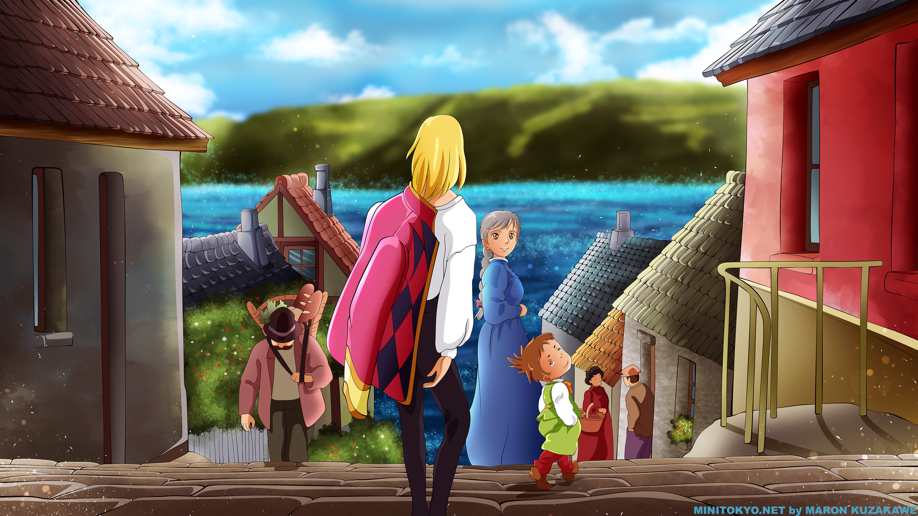 Howl e bambini nel villaggio, 3840x2160 UHD, PC 4K