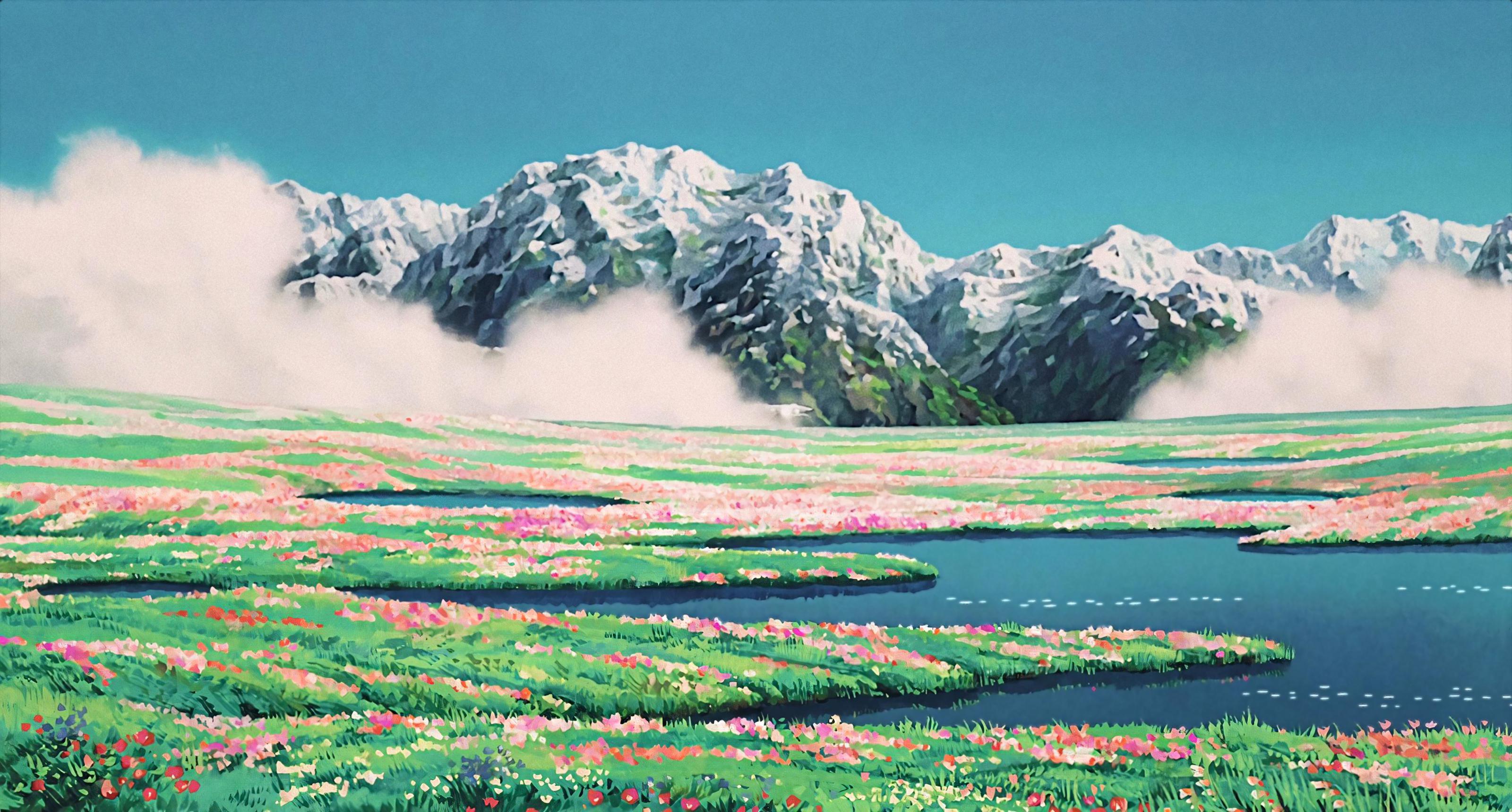 Prato fiorito con montagne innevate, 3200x1720 2K+, Monitor Gaming