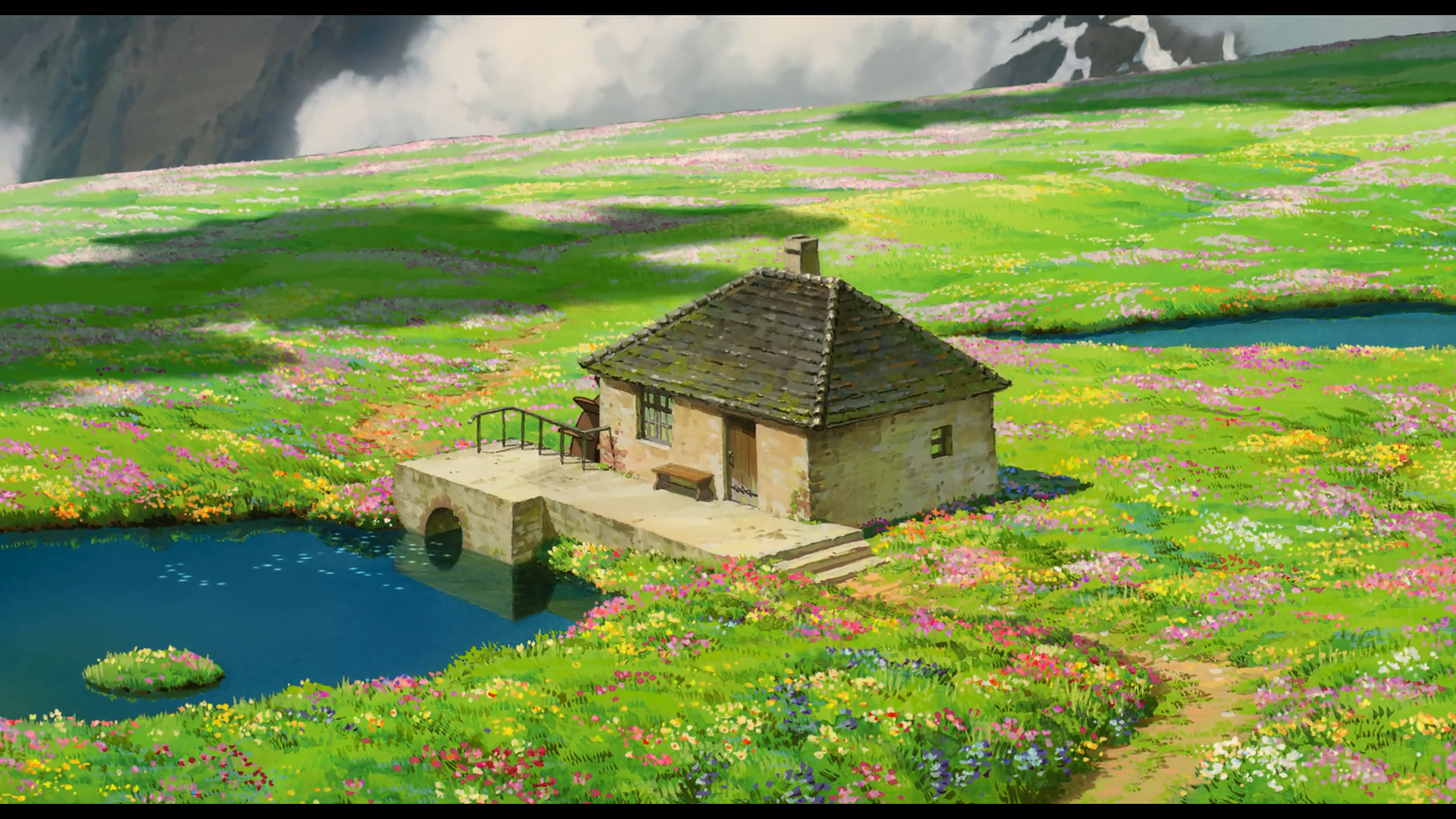 Casetta prato fiorito Ghibli, 1920x1080 Full HD 1080p, PC Desktop