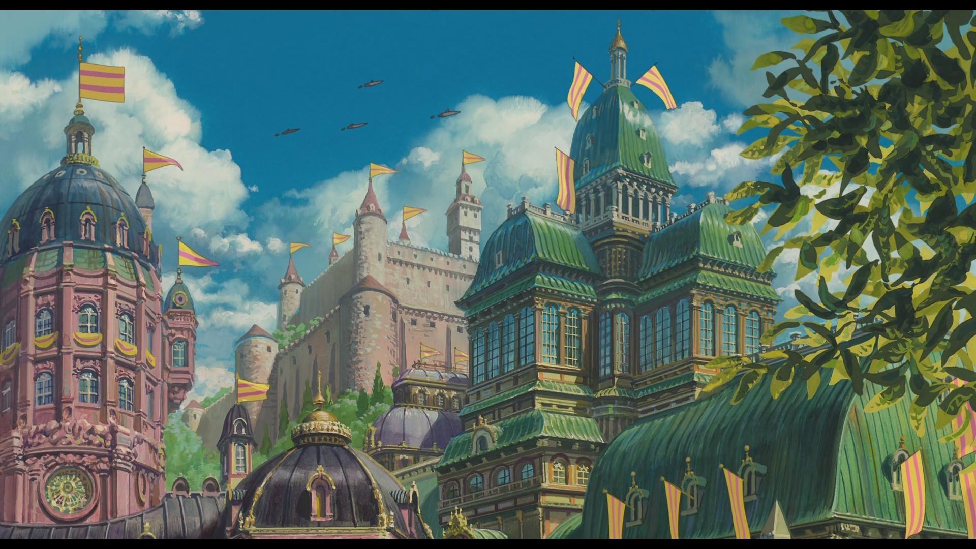 Città Howl's Moving Castle animata, 1920x1080 Full HD 1080p, PC