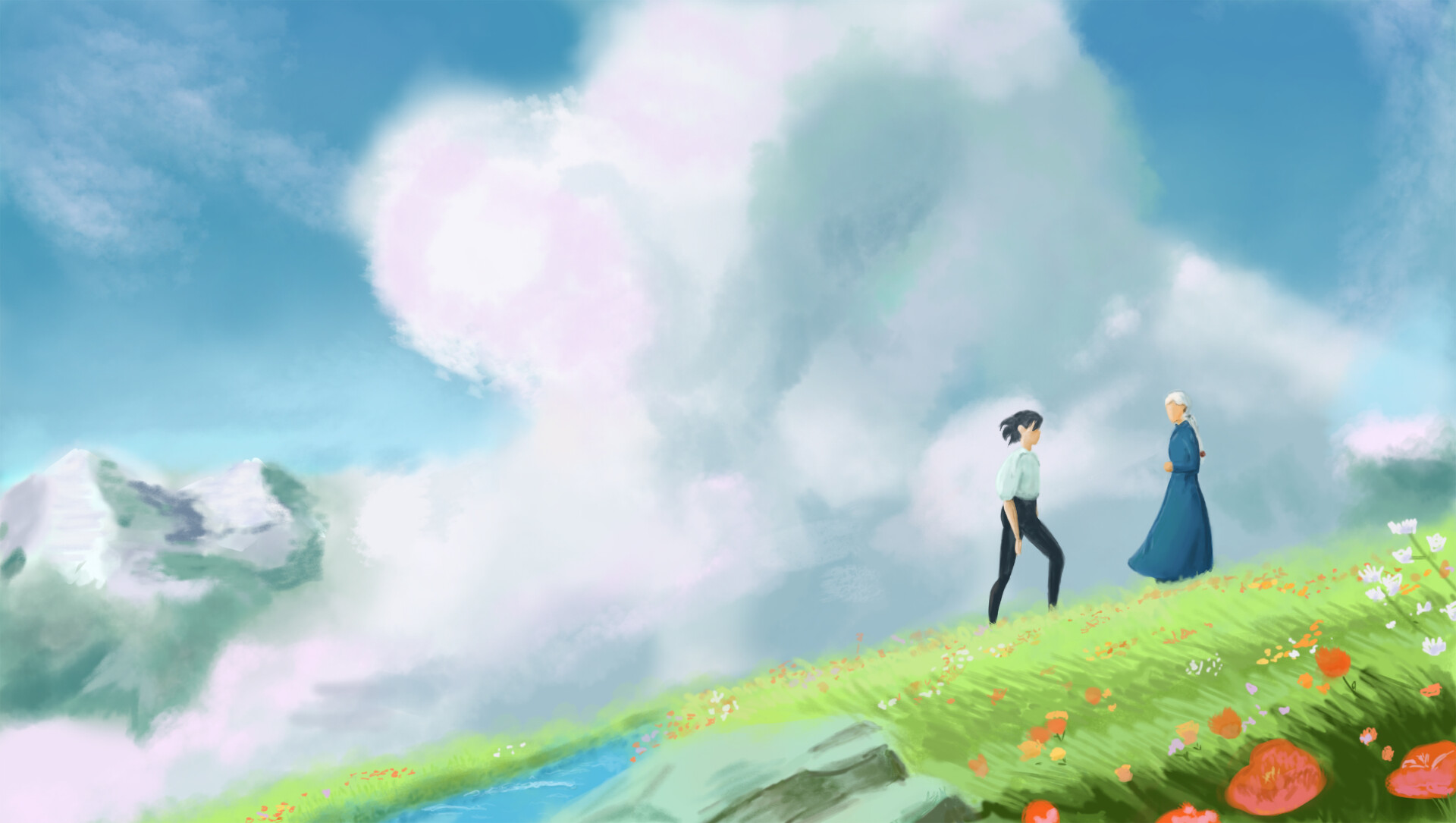 Howl e Sophie prato fiorito, 1920x1085 Full HD, iMac