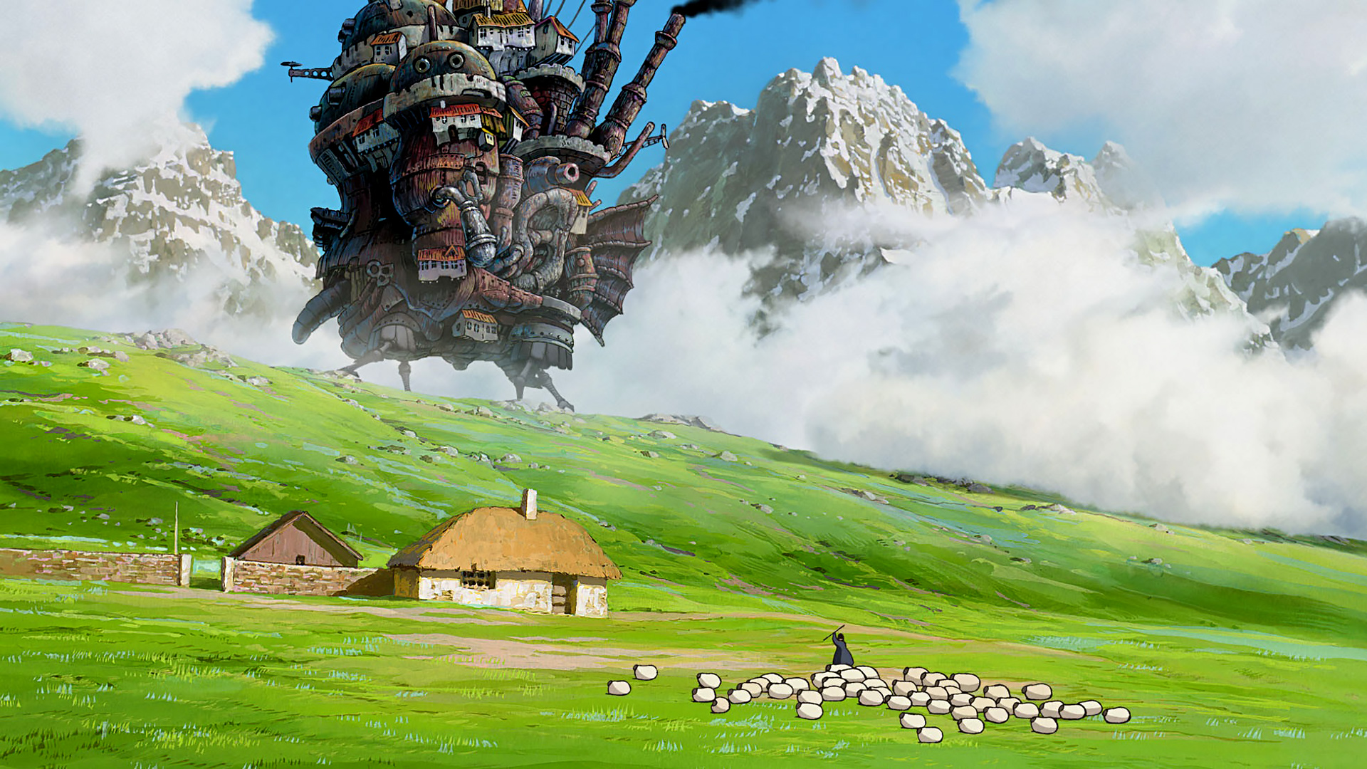 Castello Errante di Howl, collina verde, 1920x1080 Full HD 1080p, Desktop