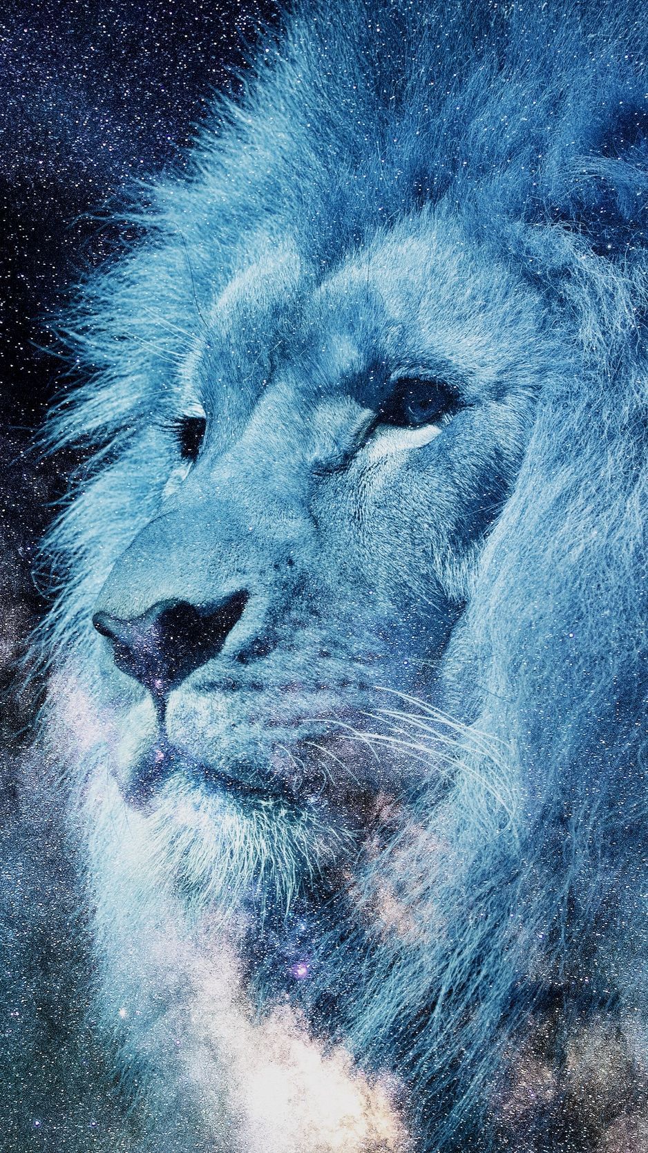 Leone blu su sfondo stellato, 938x1668 Full HD Verticale, iPhone Pro