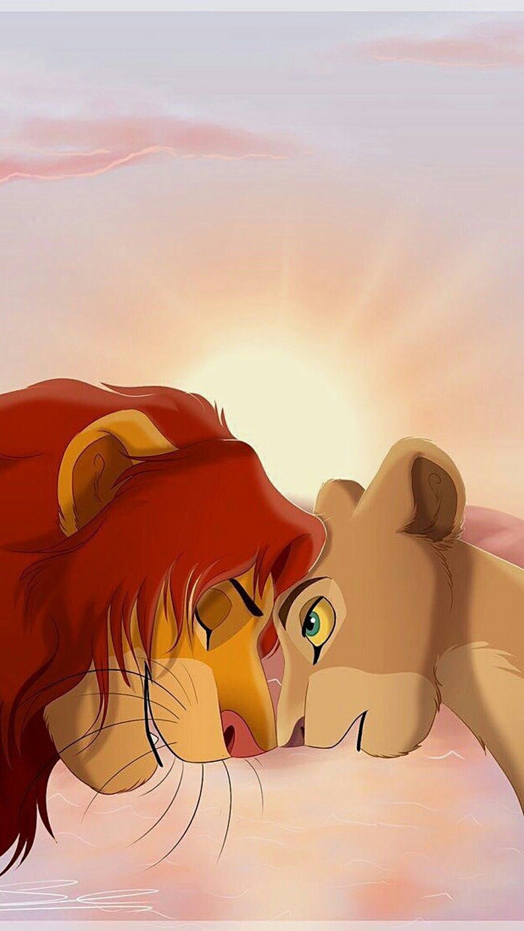 Simba e Nala tramonto, 1080x1920 Full HD Verticale, Smartphone