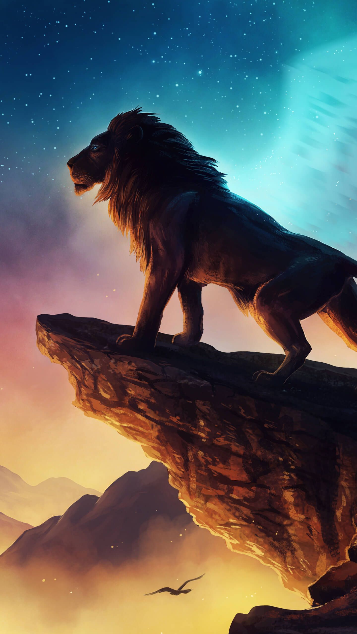 Leone su roccia al tramonto, 1440x2560 Full HD Verticale, iPhone Air