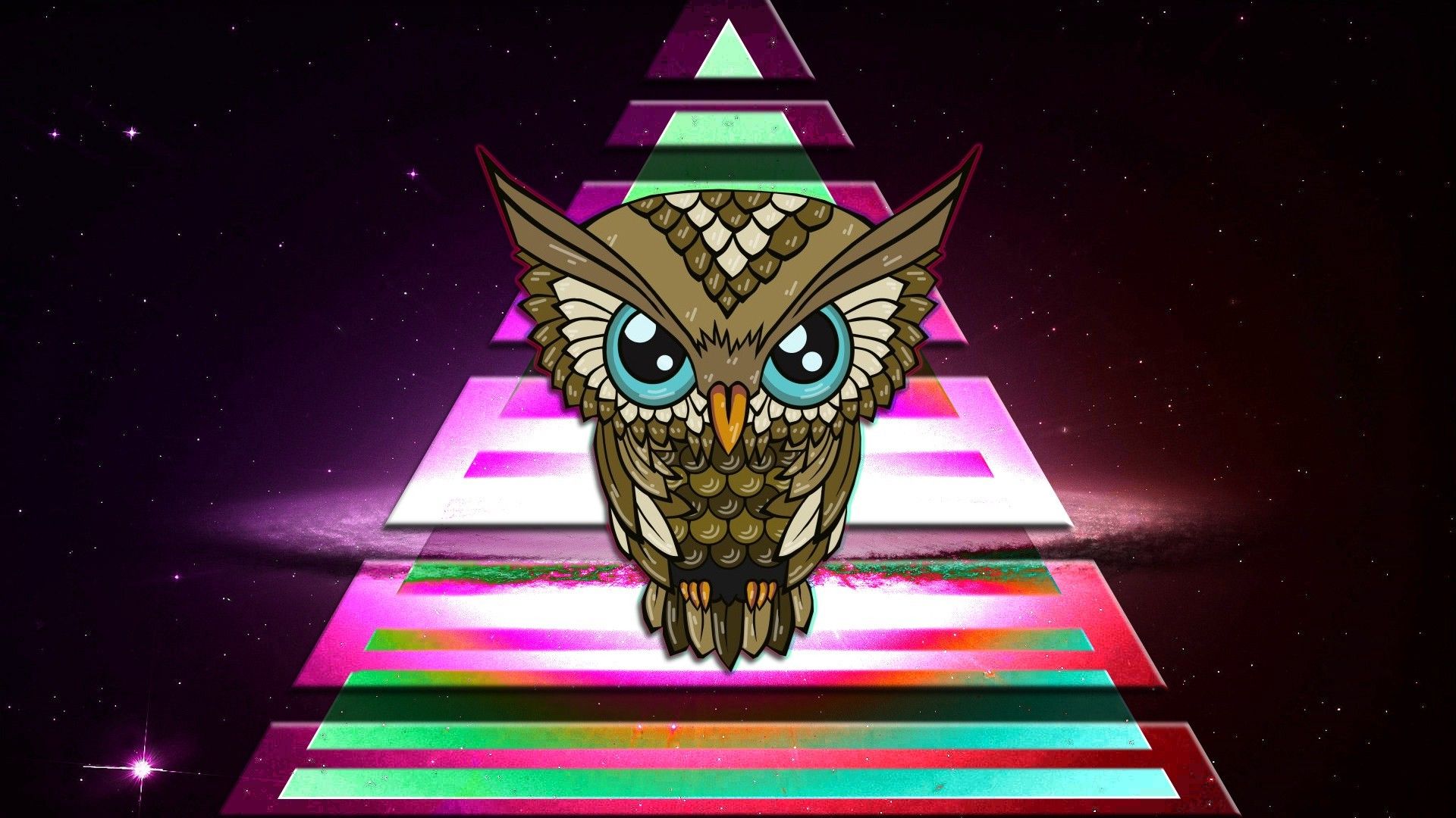 Gufo piramide neon Illuminati, 1920x1080 1080p, PC Desktop