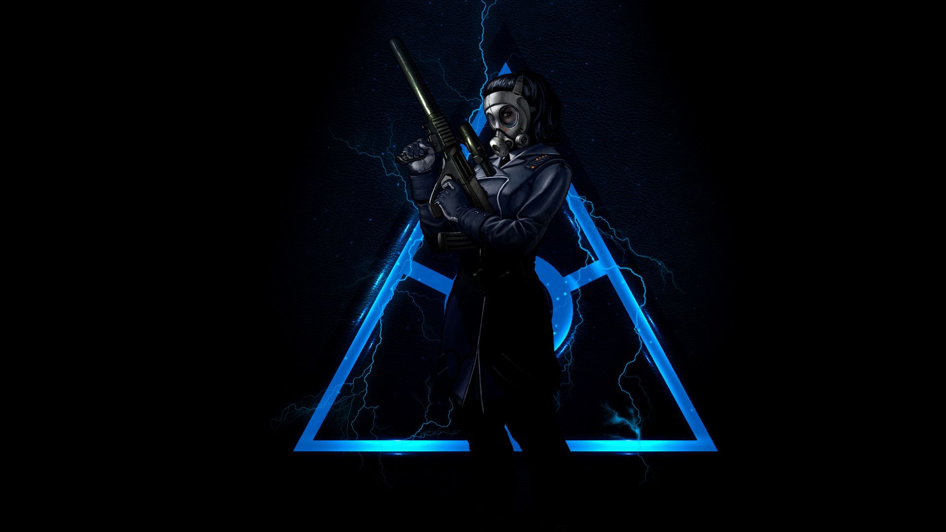Guerriero robotico con triangolo blu, 1920x1080 Full HD 1080p, Desktop