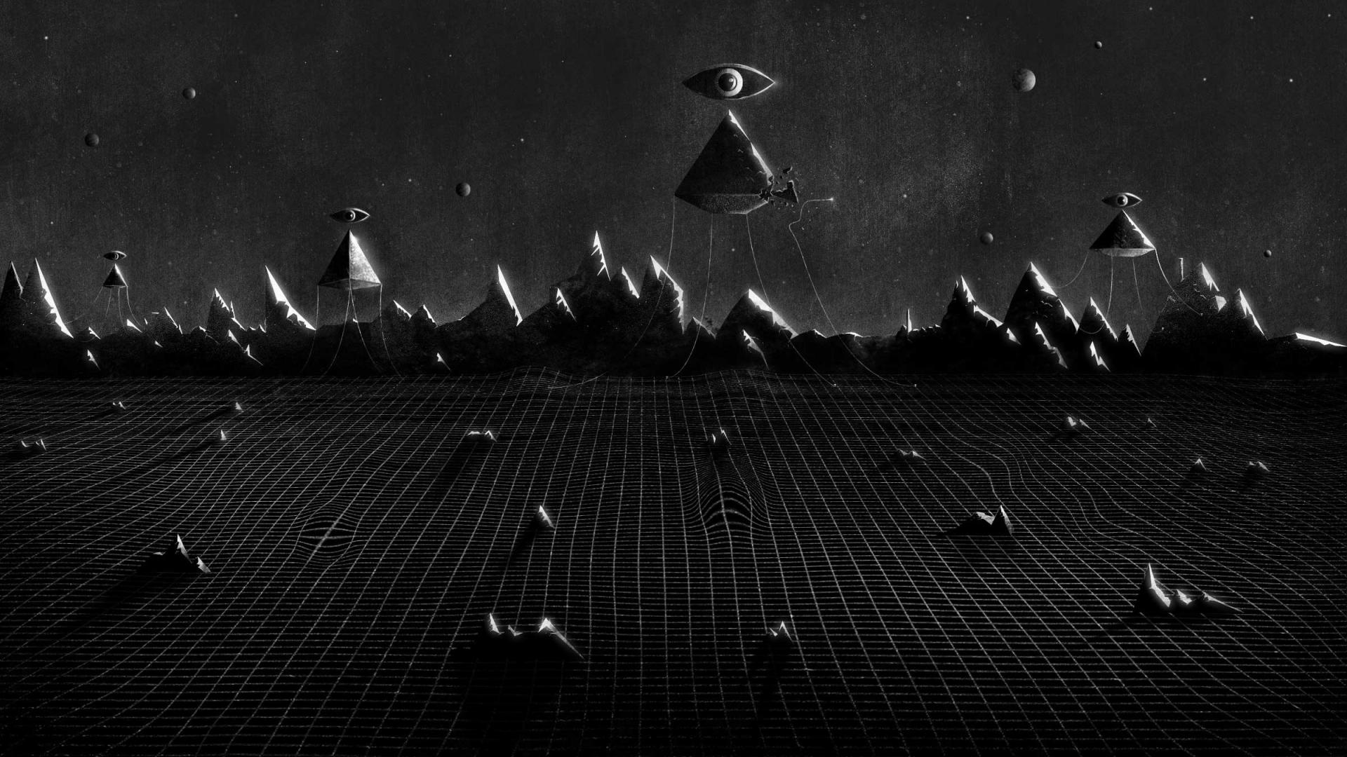 Piramidi occhio 3D bianco nero, 1920x1080 1080p, Desktop
