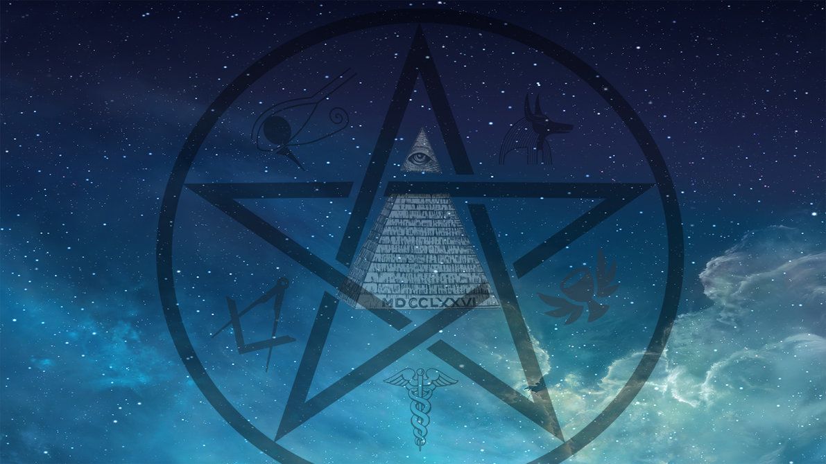 Pentagramma occhio illuminati blu, 1191x670 HD, Desktop