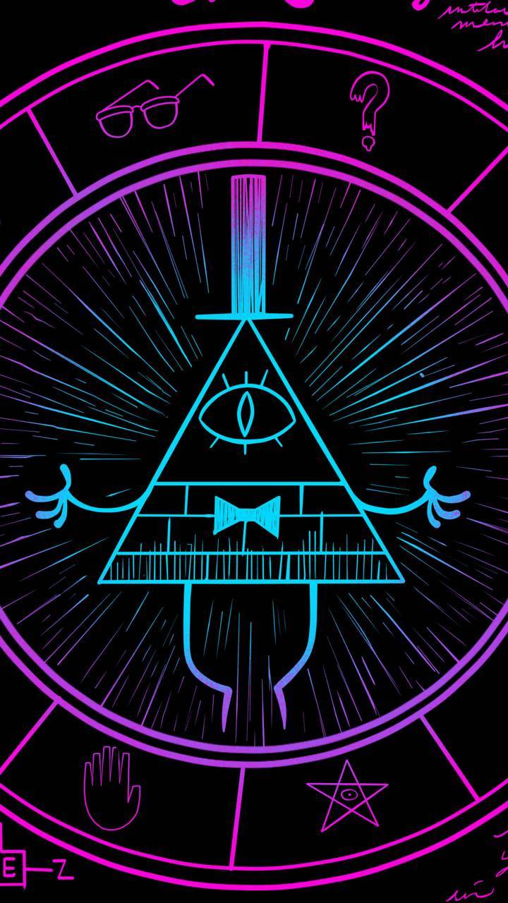 Bill Cipher neon Gravity Falls, 720x1280 Verticale, Mobile