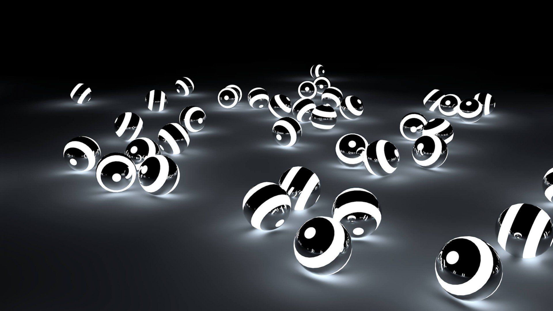 Sfere luminose bianche nere, 1920x1080 Full HD, PC