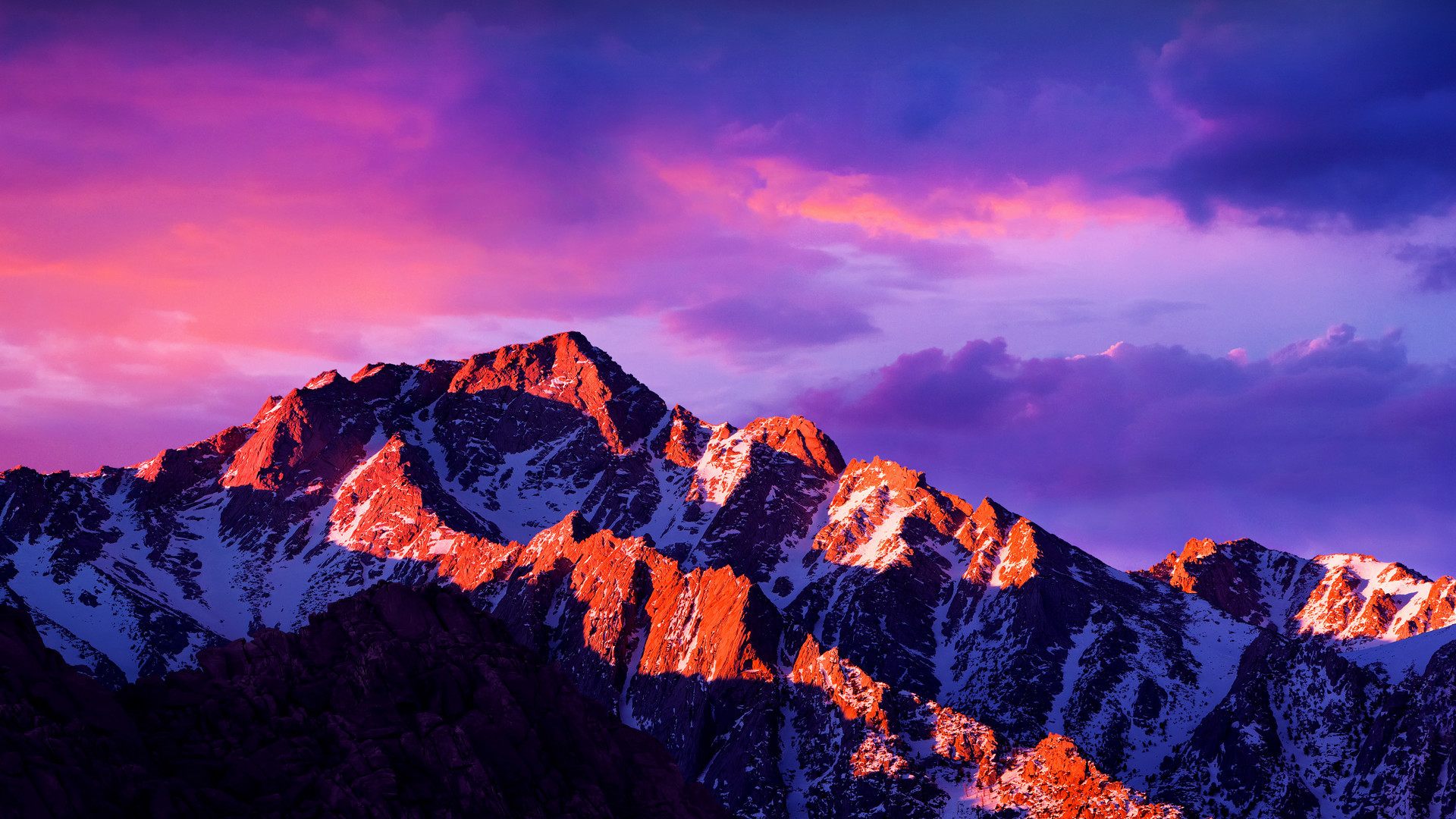 Montagne al tramonto viola, 1920x1080 Full HD 1080p, iMac
