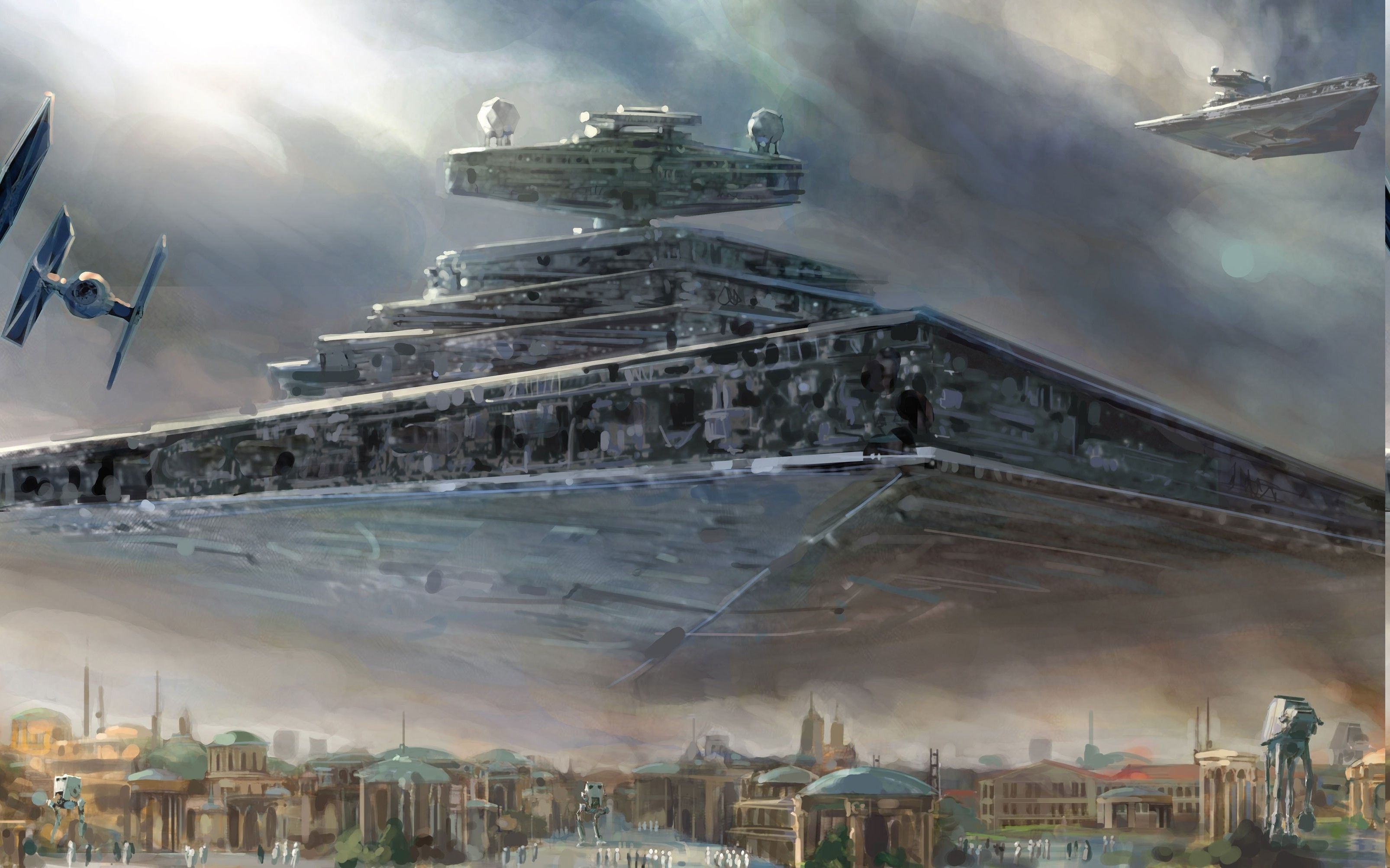 Star Destroyer Imperiale sopra citta, The Destroyer, 3211x2007 2K, Desktop