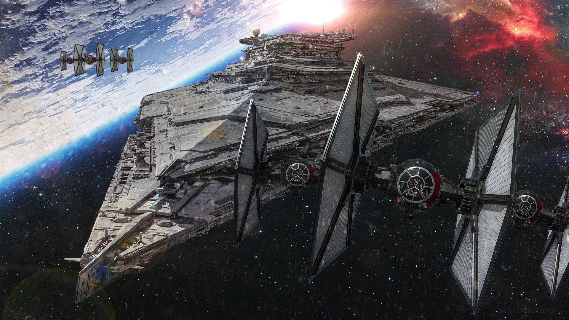 Star Destroyer Imperiale con caccia TIE, 1920x1080 Full HD, Laptop