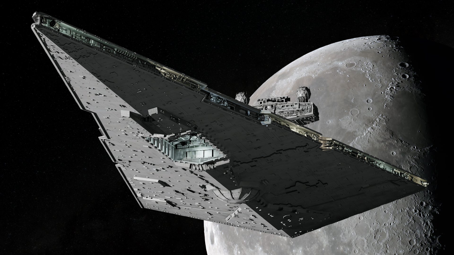 Star Destroyer Imperiale vicino luna, 1920x1080 Full HD 1080p, Desktop