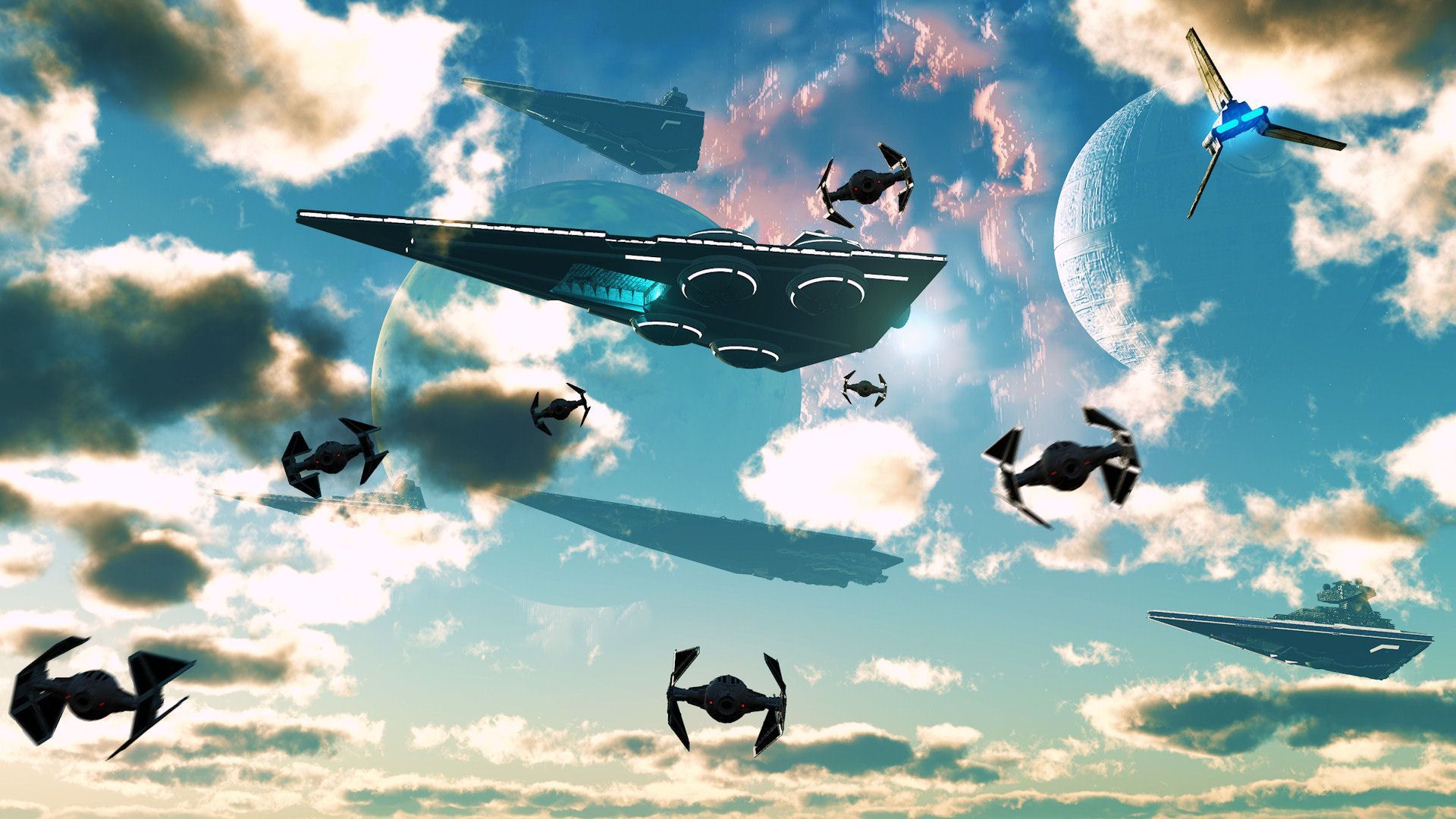 Star Destroyer e caccia TIE, 1920x1080 1080p, PC Desktop