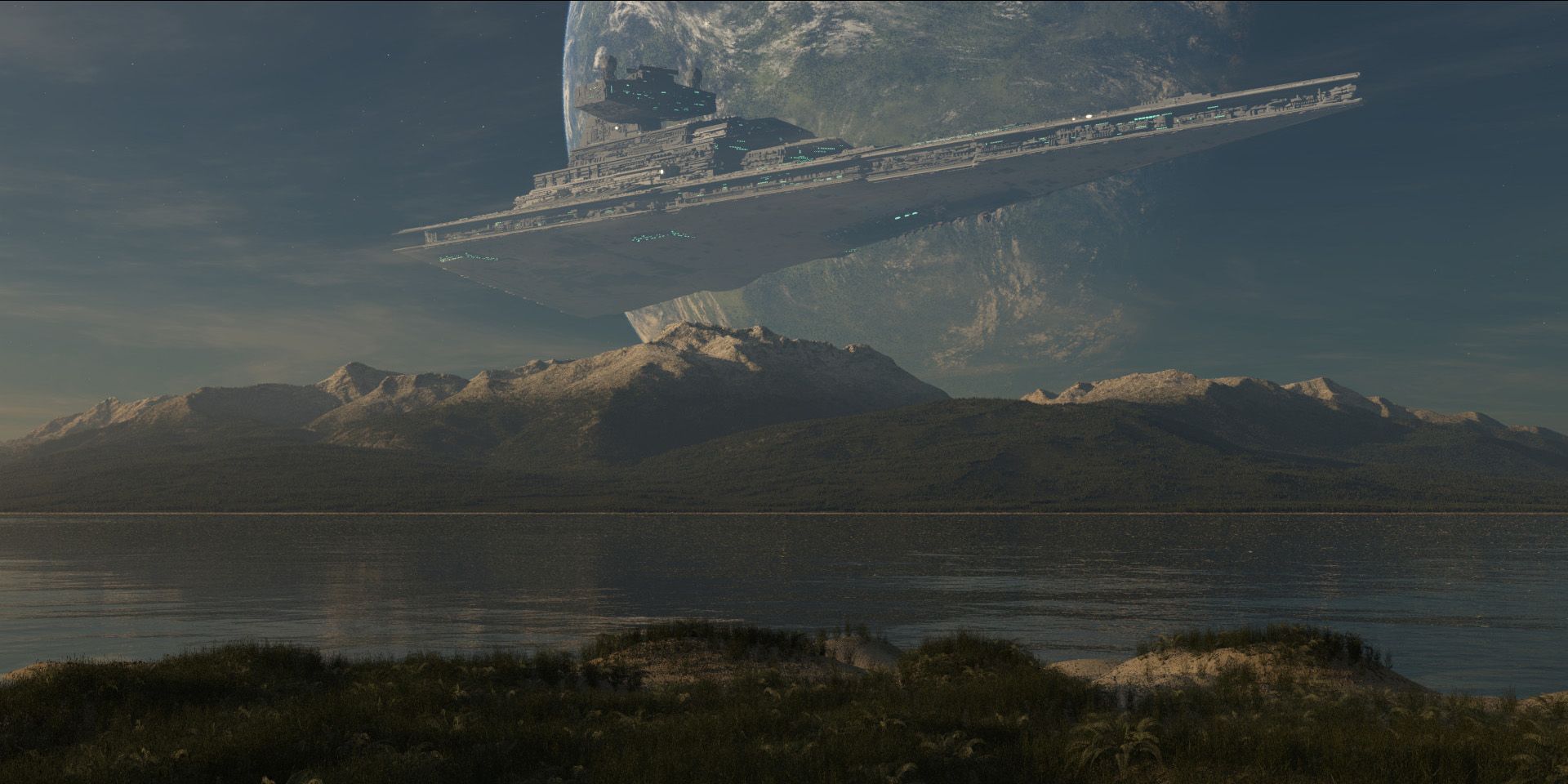 Star Destroyer sopra montagne innevate, 1920x960 Full HD, Desktop
