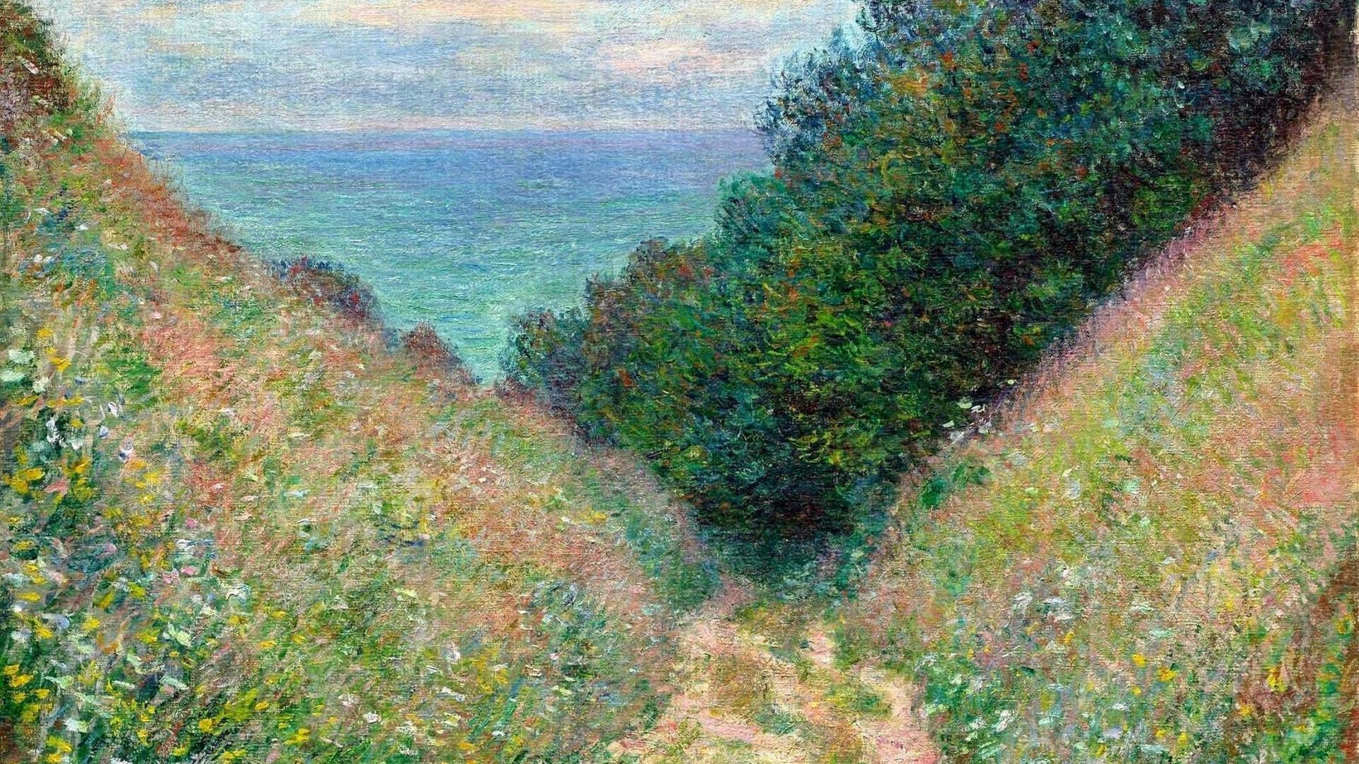Sentiero costiero dipinto impressionista, 1920x1080 1080p, Desktop
