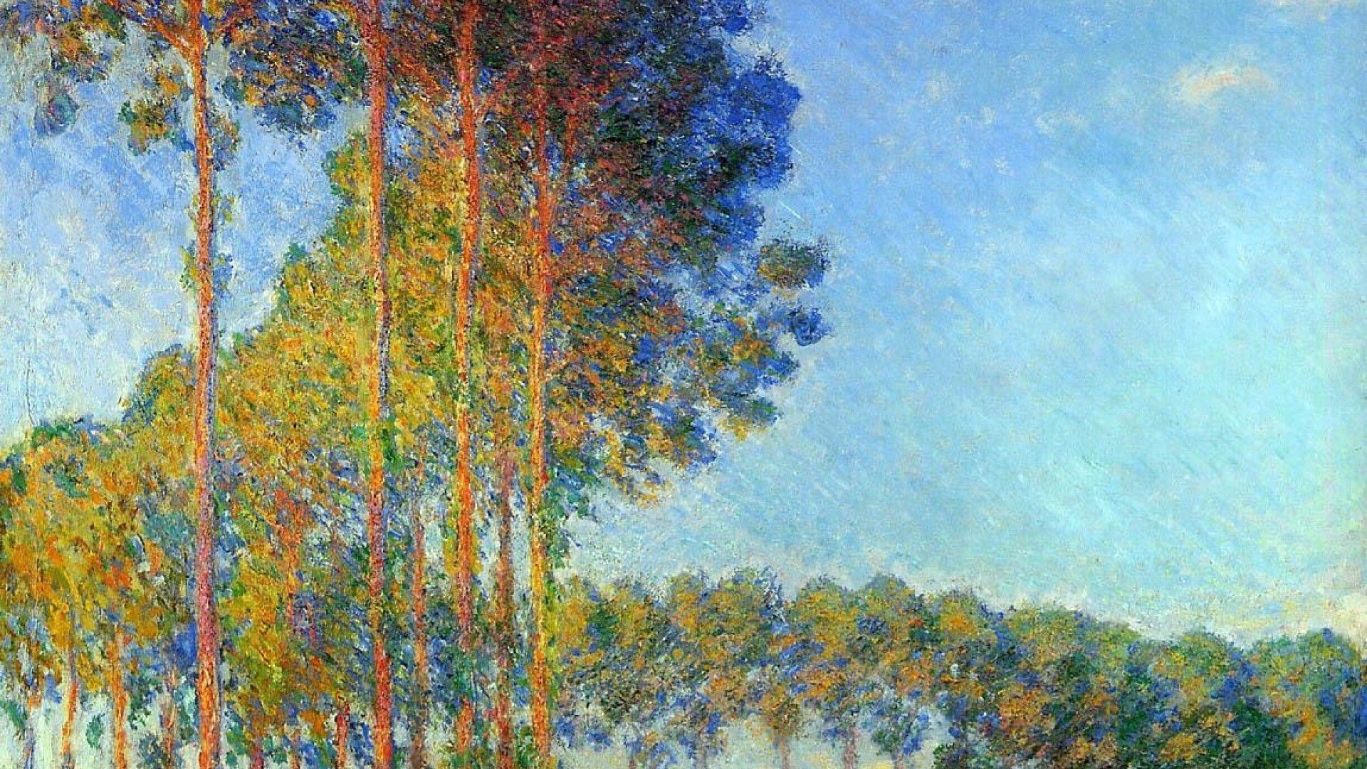 Dipinto impressionista pioppi fiume, 1920x1080 1080p, PC Desktop