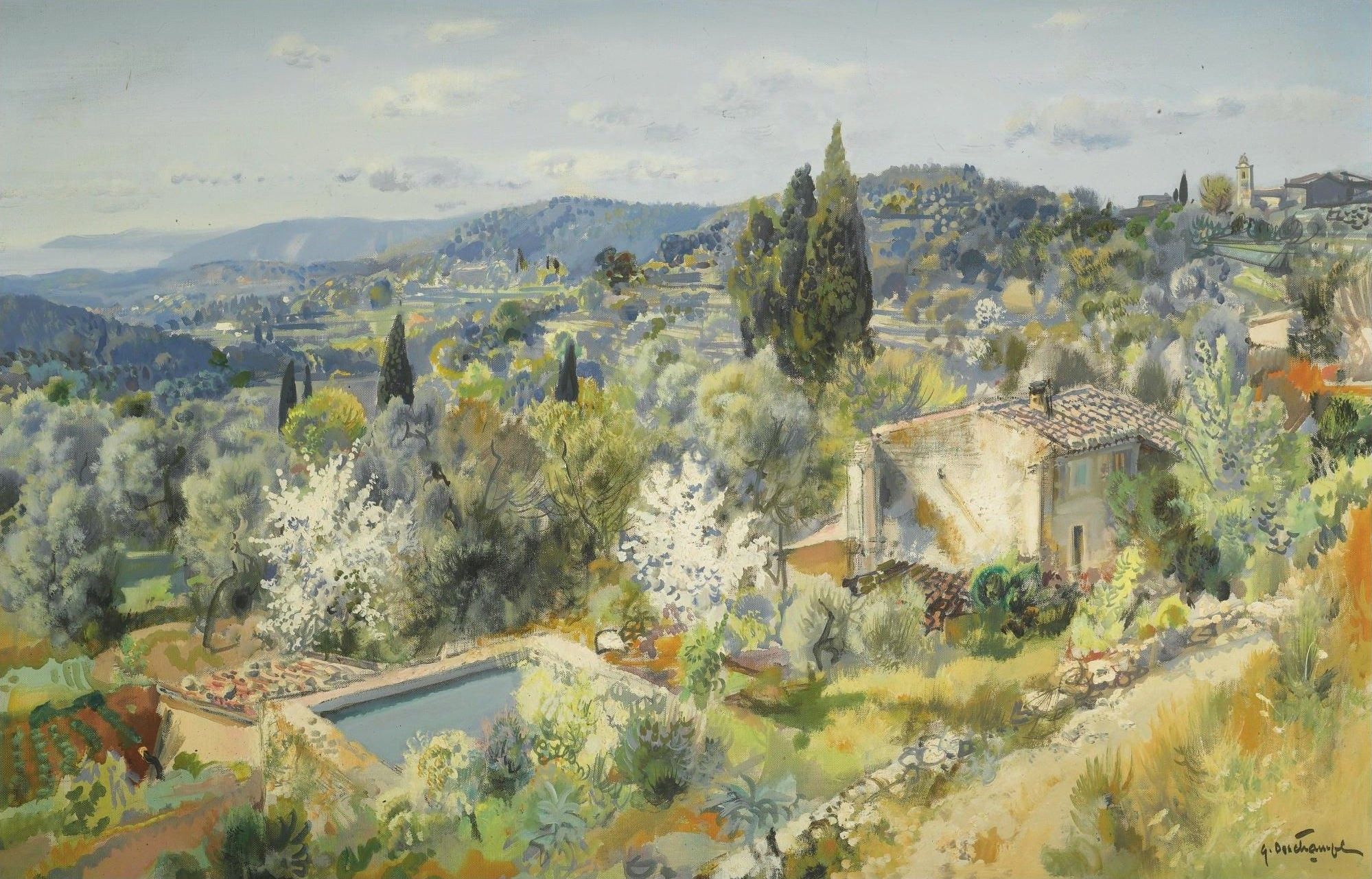Paesaggio collinare impressionista con villa, 1999x1281 WUXGA, Laptop