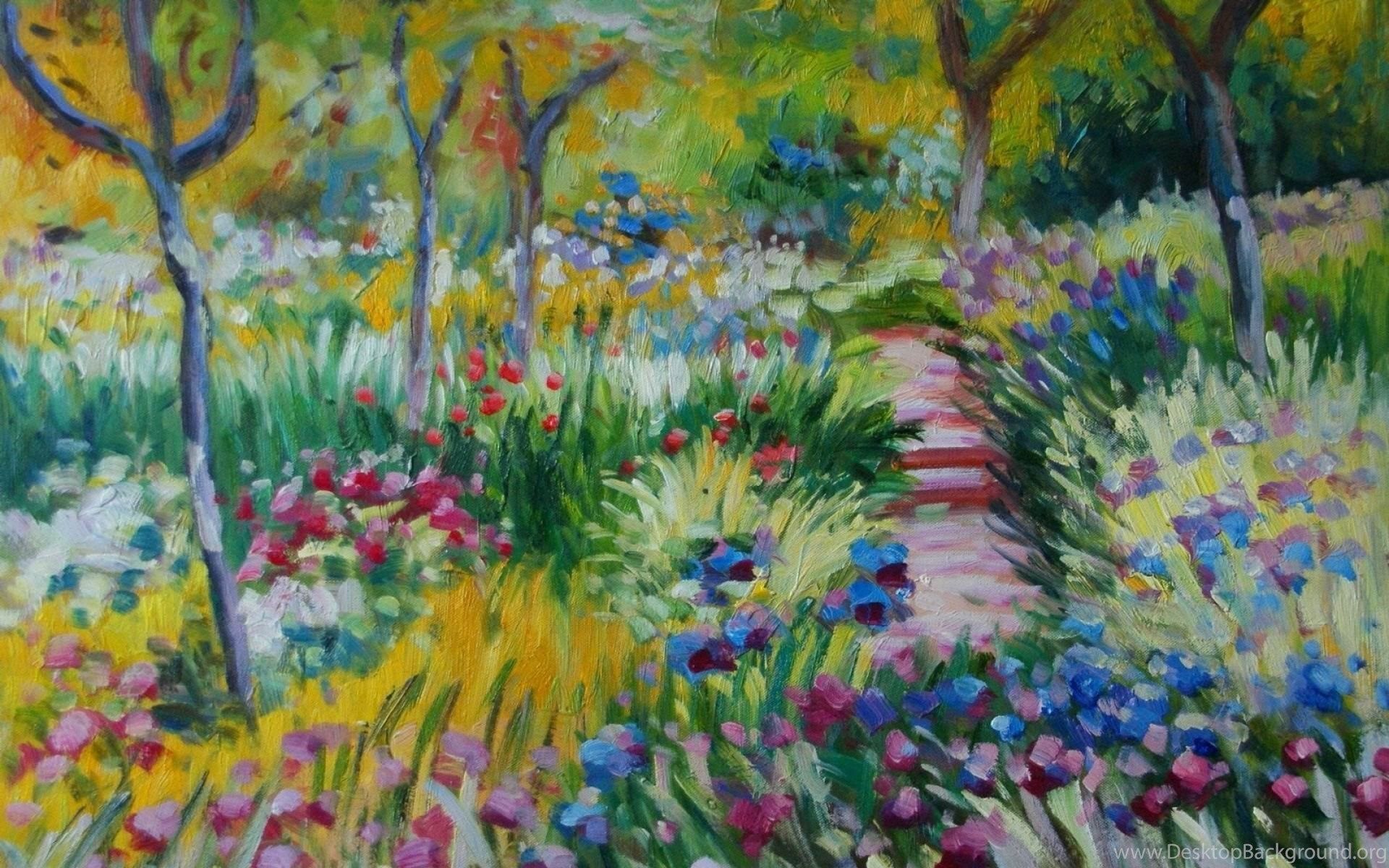 Giardino fiorito dipinto impressionista, 1920x1200 Full HD+ WUXGA, Desktop