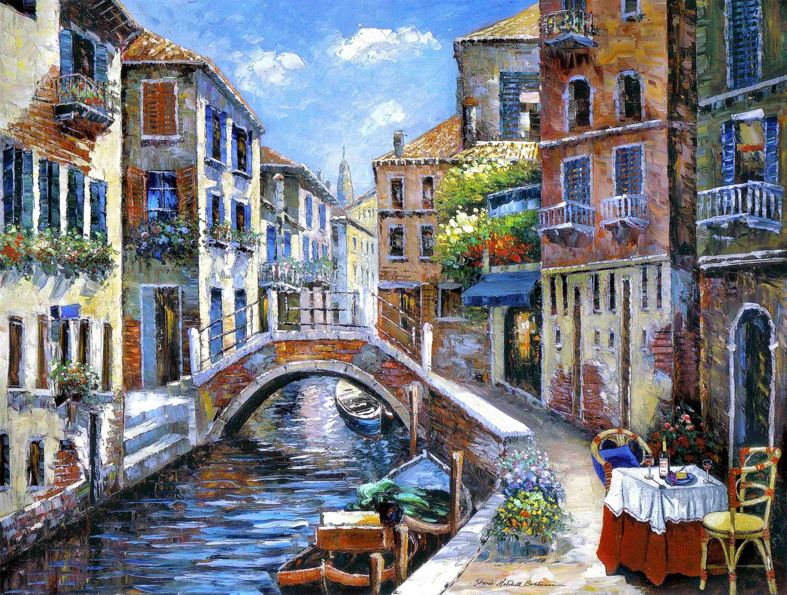 Canale veneziano dipinto impressionista, 2724x2061 2K, Laptop