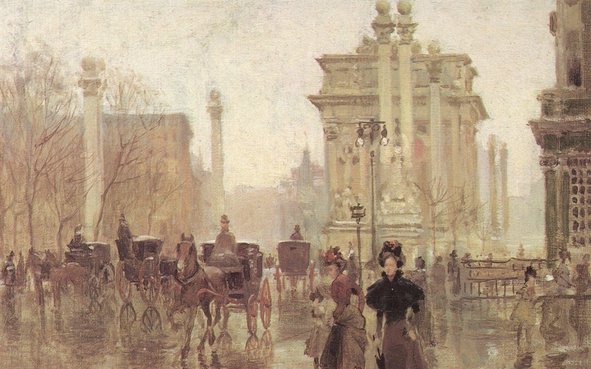 Dipinto impressionista scena urbana, 1920x1200 WUXGA, Desktop