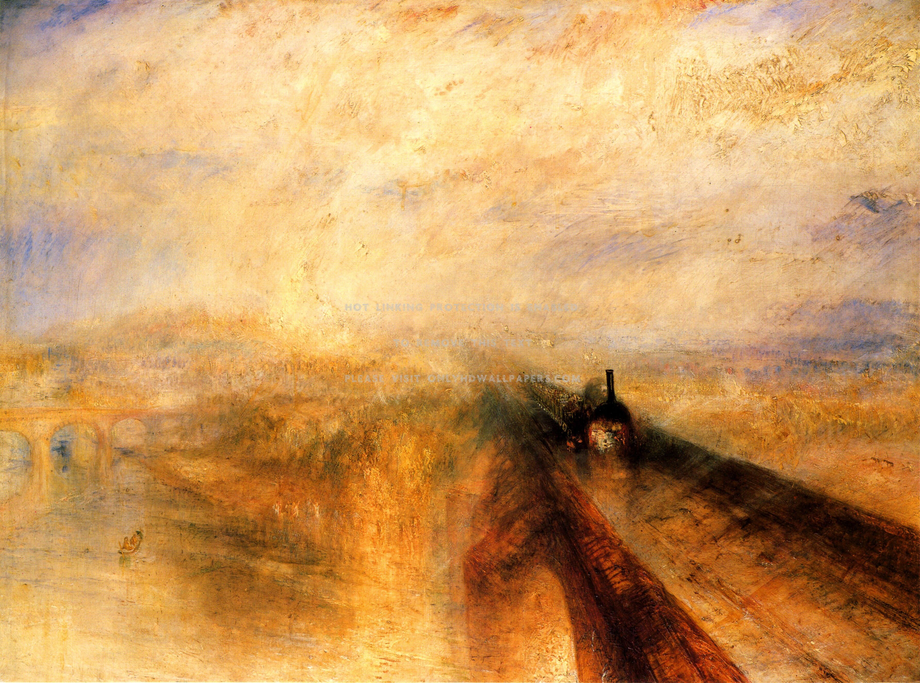 Dipinto impressionista treno nebbia, 3567x2648 2K, Monitor Gaming
