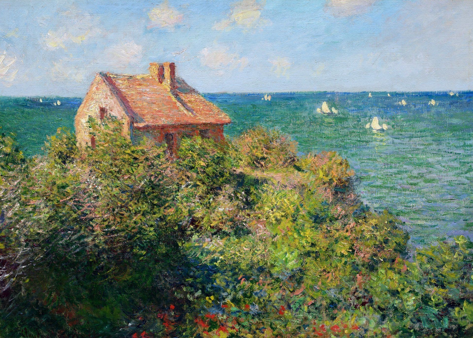 Casa sulla scogliera, mare Monet, 1920x1373 WUXGA, Desktop