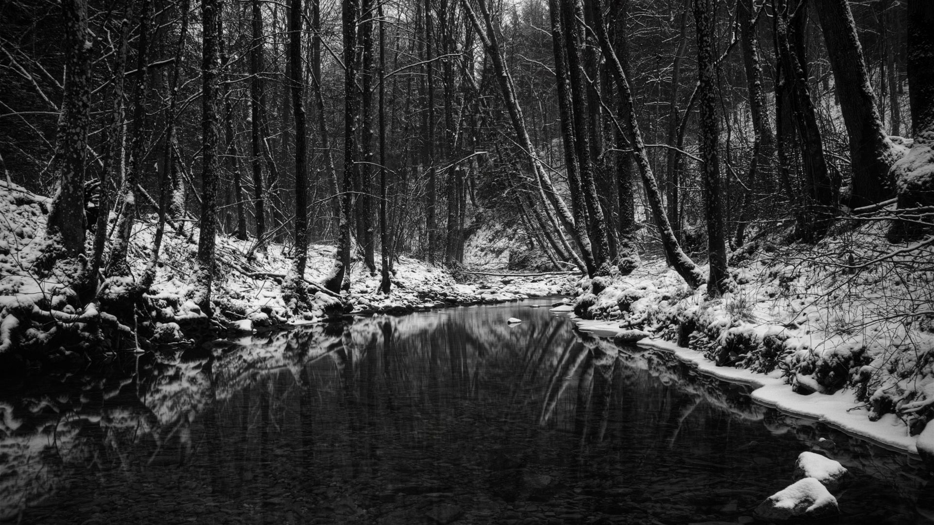 Fiume nella foresta invernale, 1920x1080 Full HD 1080p, Desktop