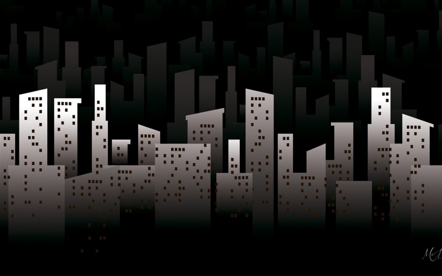 Skyline città in bianco e nero, 1440x900 720p, Monitor Gaming