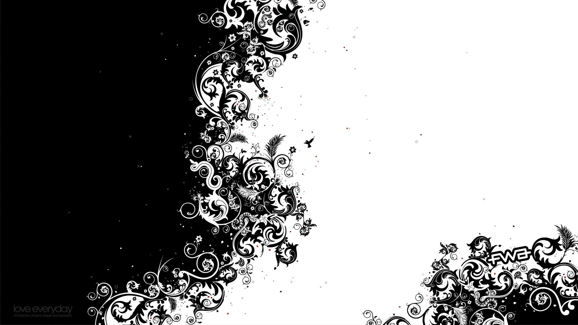 motivo floreale ornamentale bianco nero, 1920x1080 1080p, PC Desktop