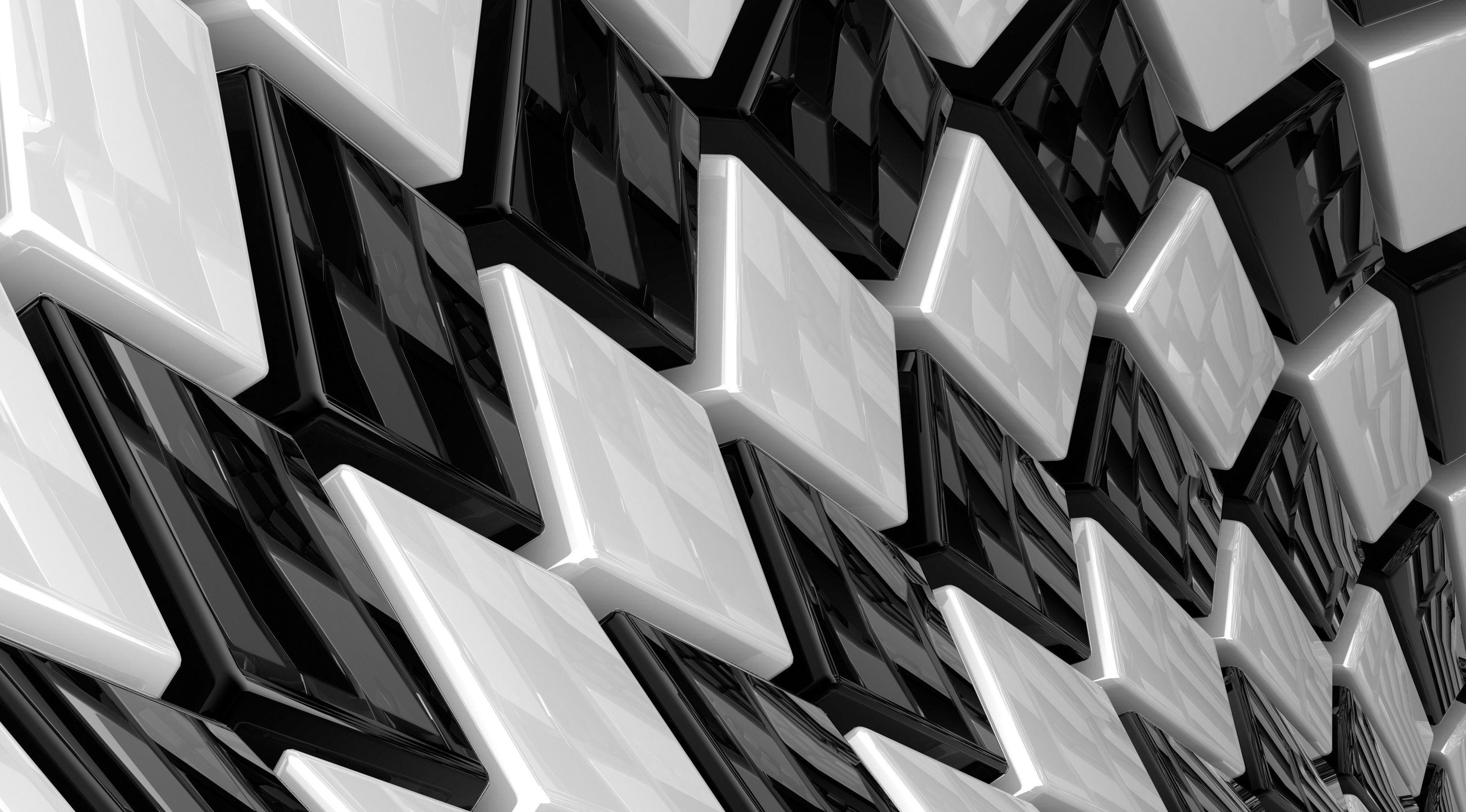 Piastrelle astratte bianco e nero, 3840x2128 4K Ultra HD, Desktop
