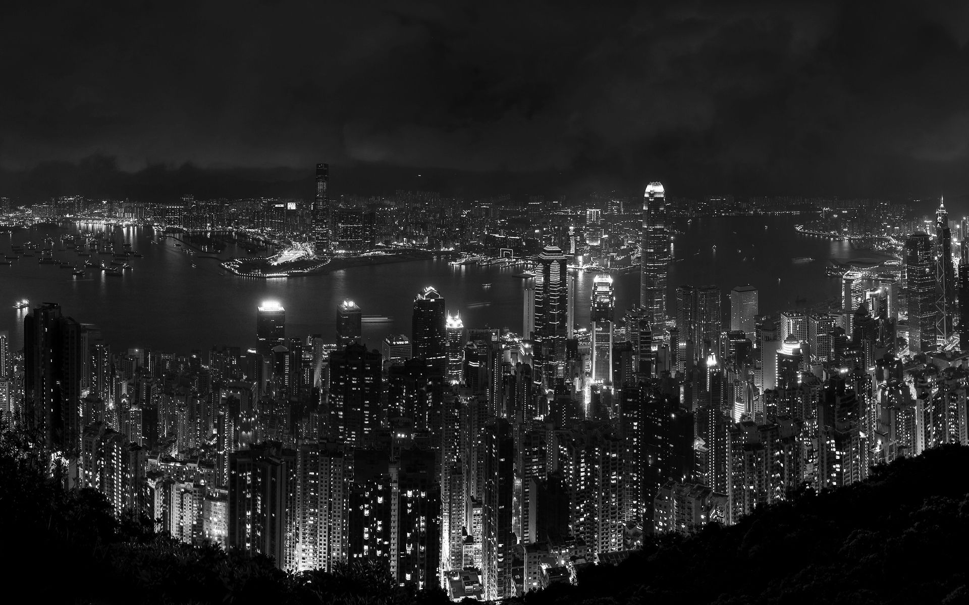 Hong Kong skyline notturno, 1920x1200 Full HD+, PC