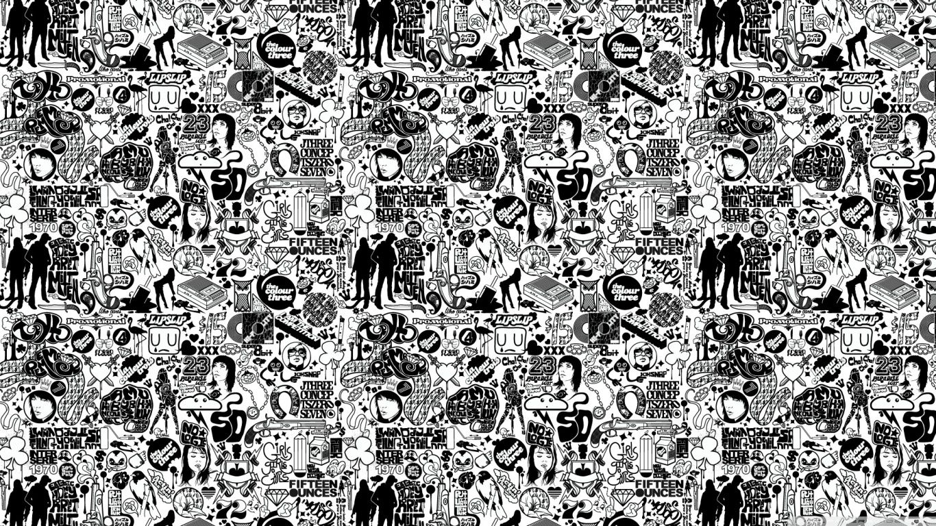 Pattern tattoo bianco e nero, 1366x768 720p, Monitor Gaming