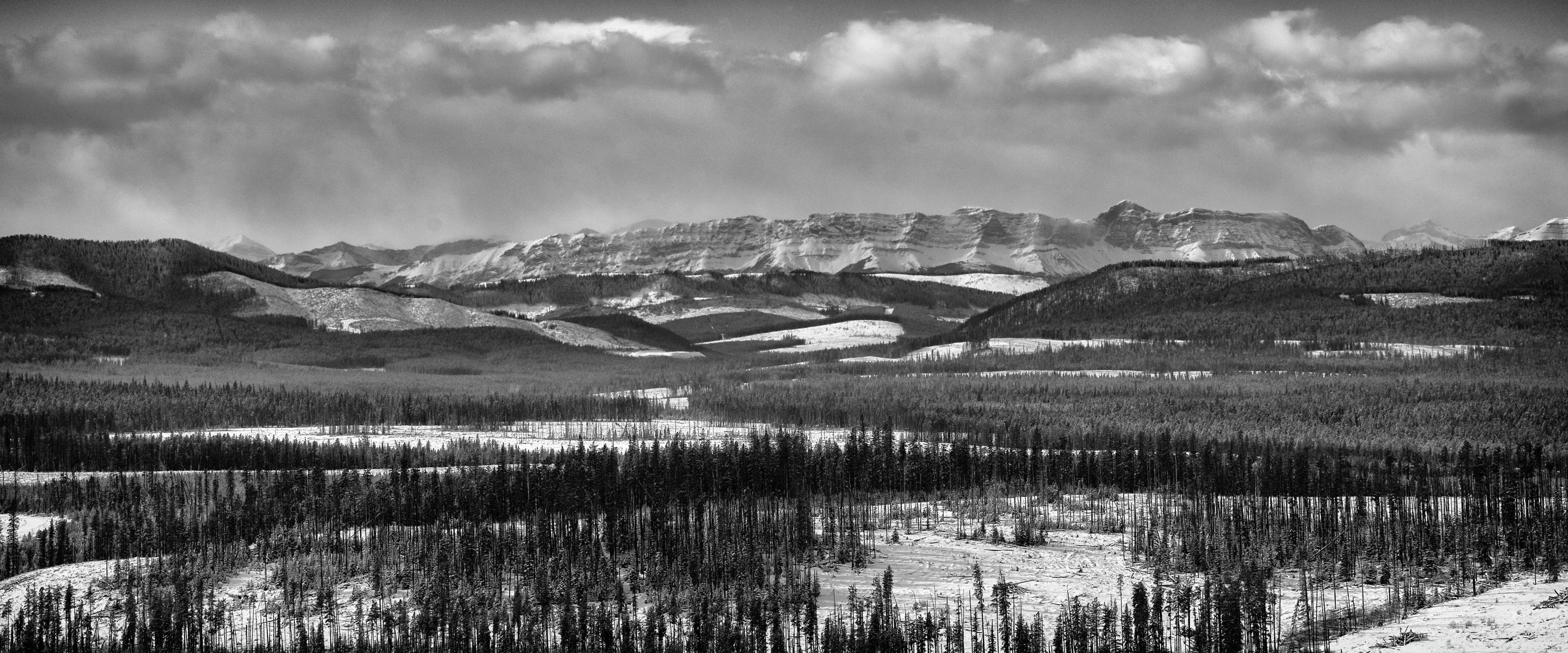 montagne innevate in bianco e nero, 3840x1600 21:9, Monitor Gaming
