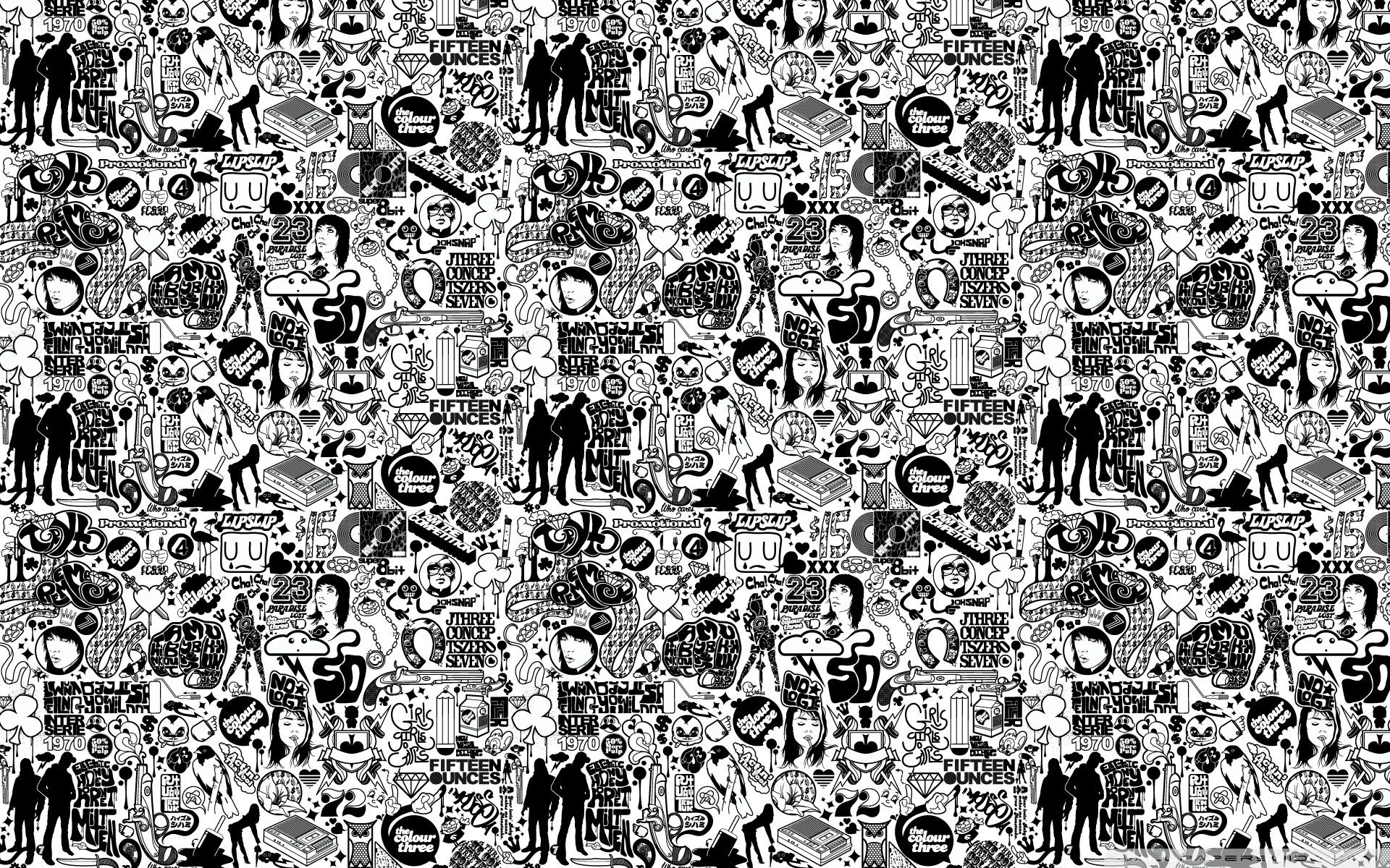Pattern fumetto bianco e nero, 1920x1200 Full HD+, Desktop