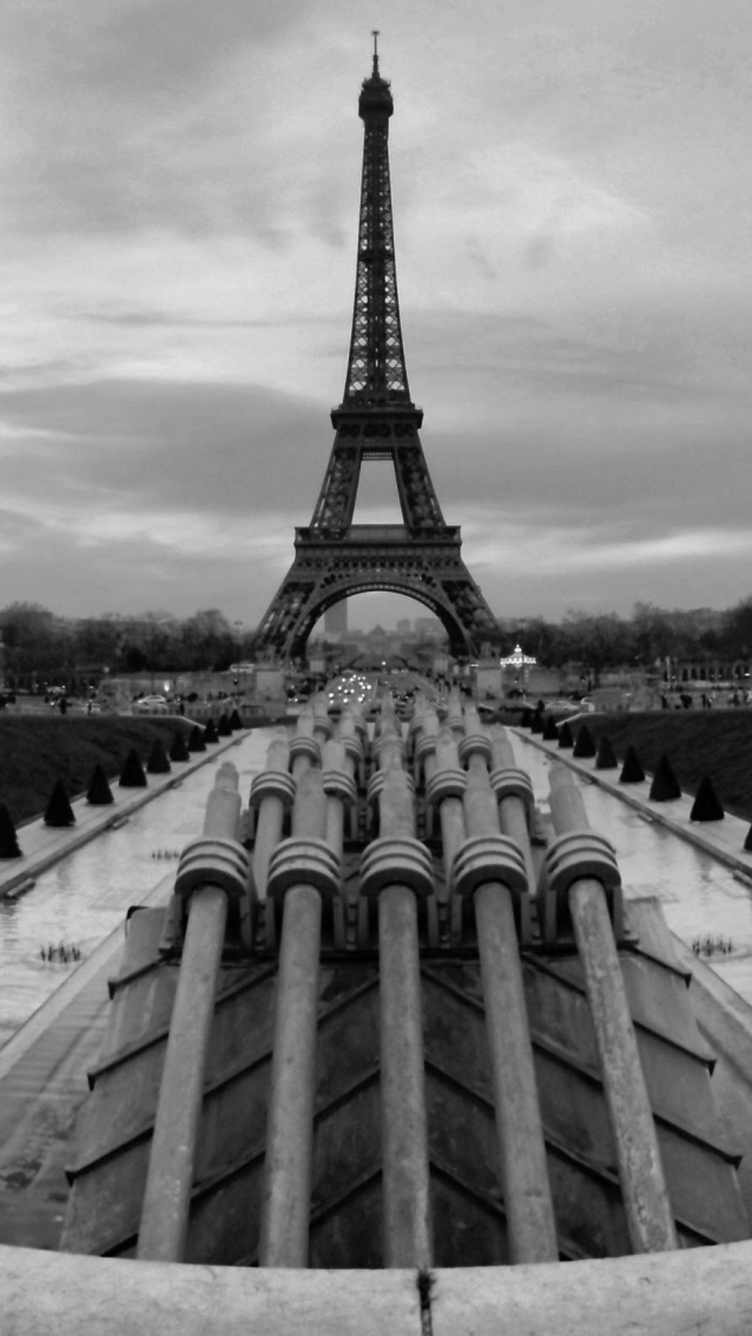 Torre Eiffel bianco e nero, Parigi, 1080x1920 Verticale, Mobile