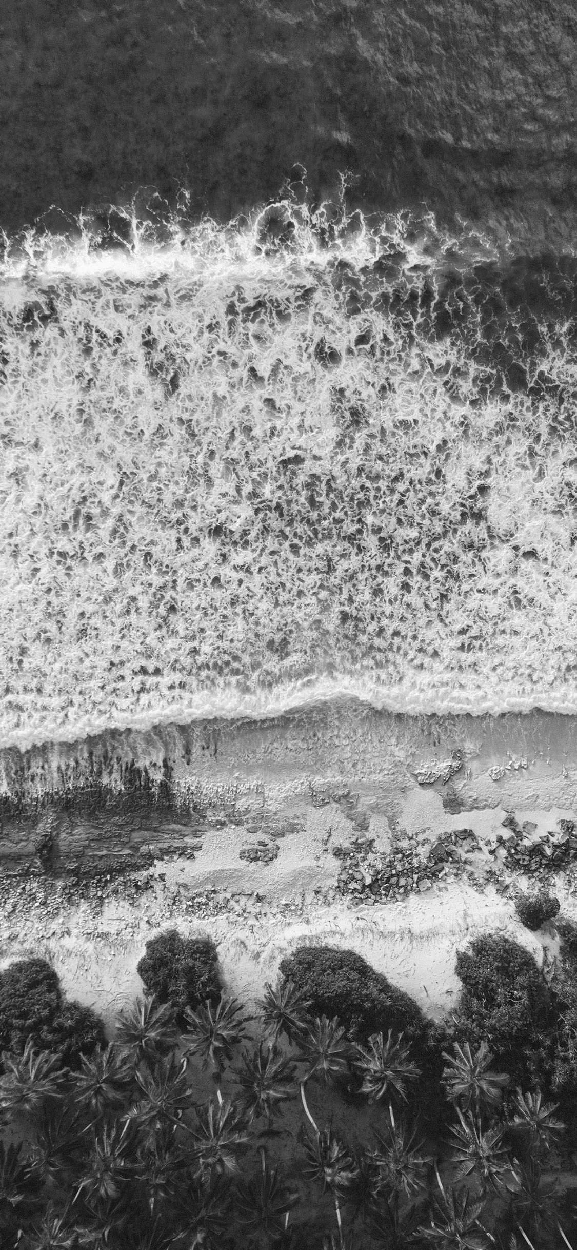 Onde spiaggia bianco e nero, 1125x2436 Full HD Verticale, Smartphone