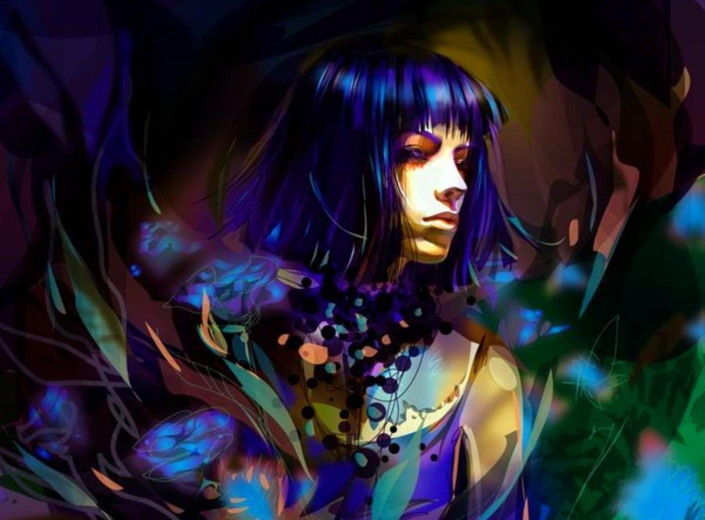 Ragazza dai capelli indaco, 1400x1034 HD, PC Desktop