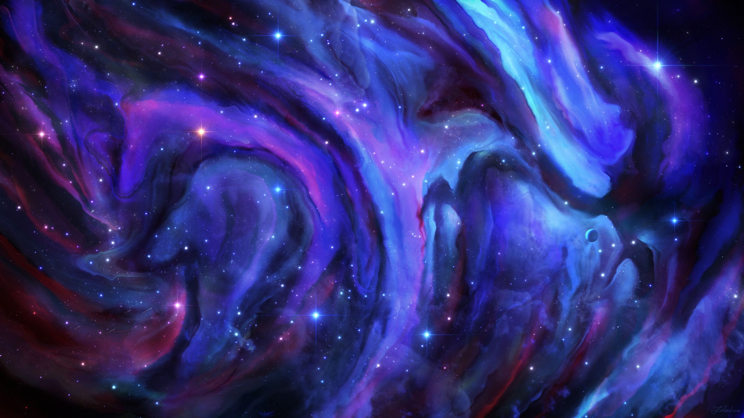 Nebulosa spaziale indaco viola, 2560x1440 2K, PC Desktop