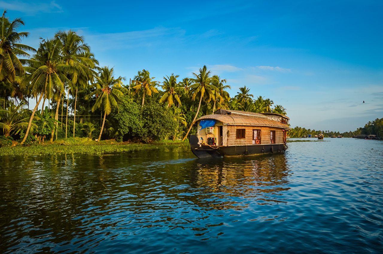 Houseboat Kerala su lago, 1920x1200 Full HD+, PC Desktop