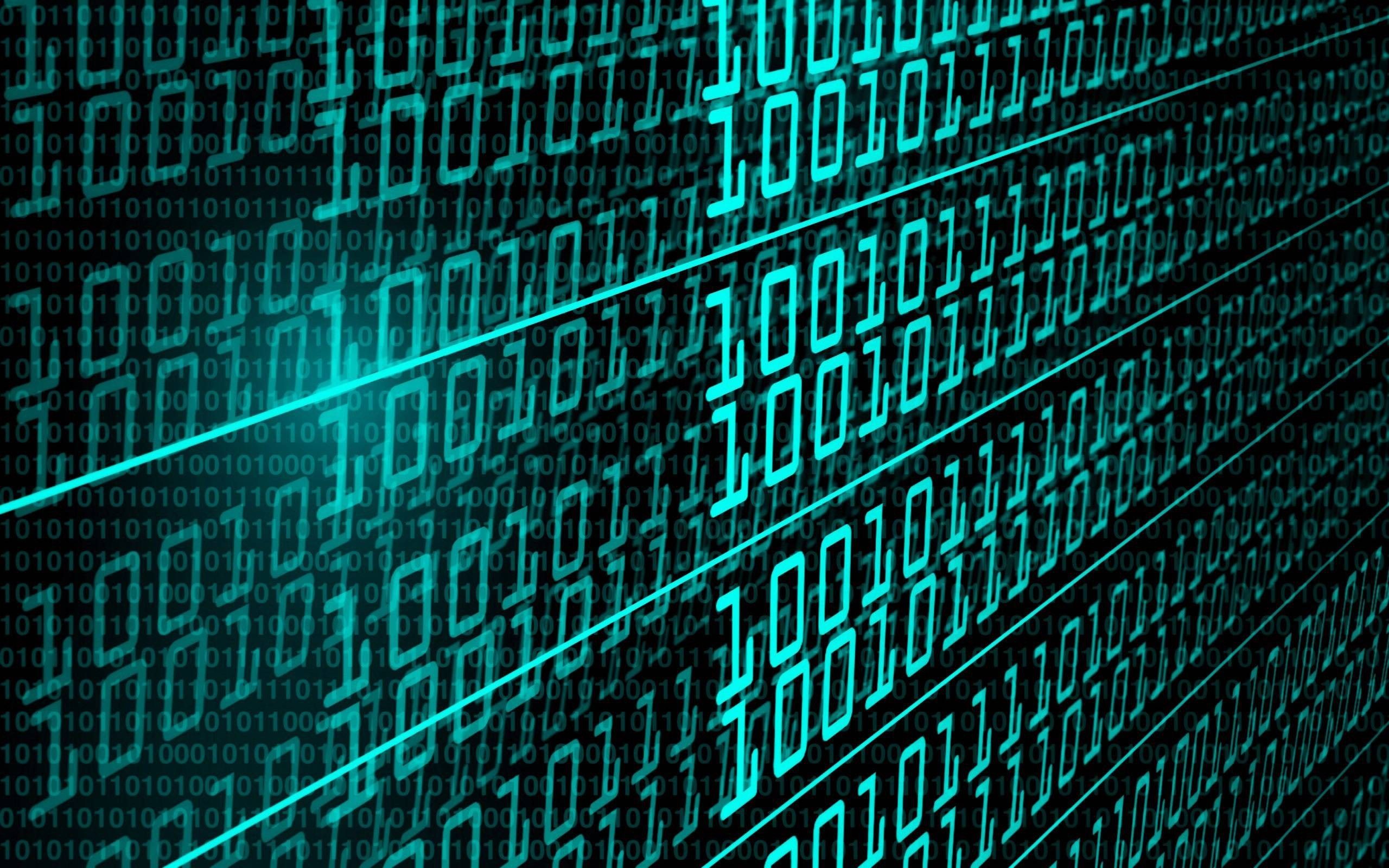 Codice binario, luce azzurra digitale, sfondi per Computer, 2560x1600 2K, Monitor Gaming