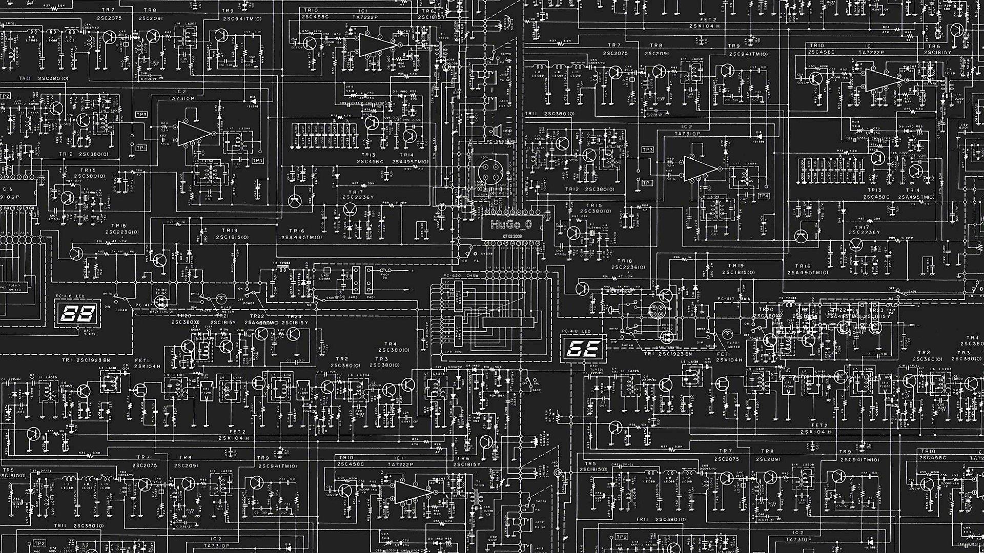 Schema circuiti elettronici bianco nero, 1920x1080 Full HD, Desktop