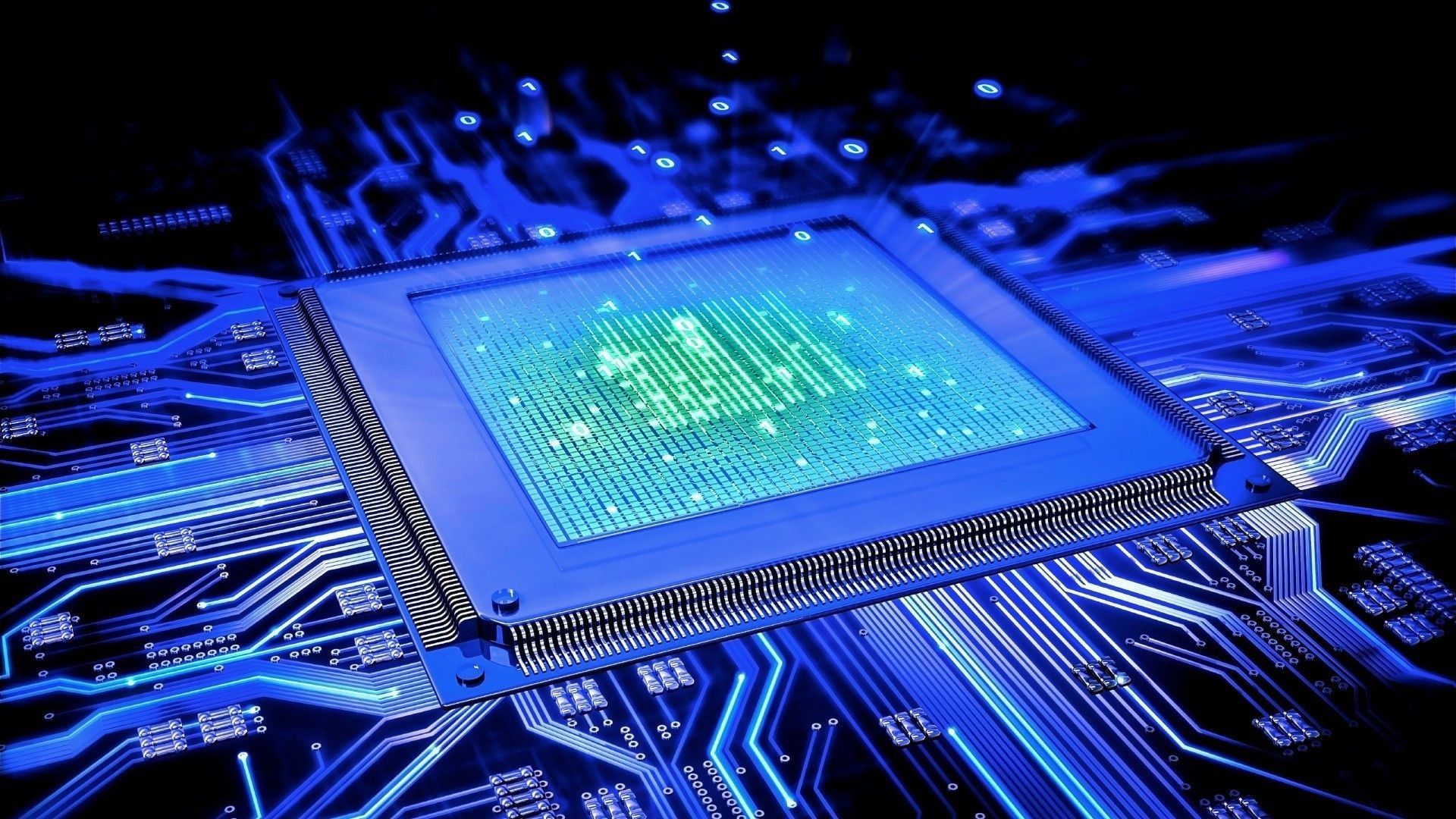 Microchip su circuito blu, sfondi per Computer, 1920x1080 1080p, Monitor Gaming
