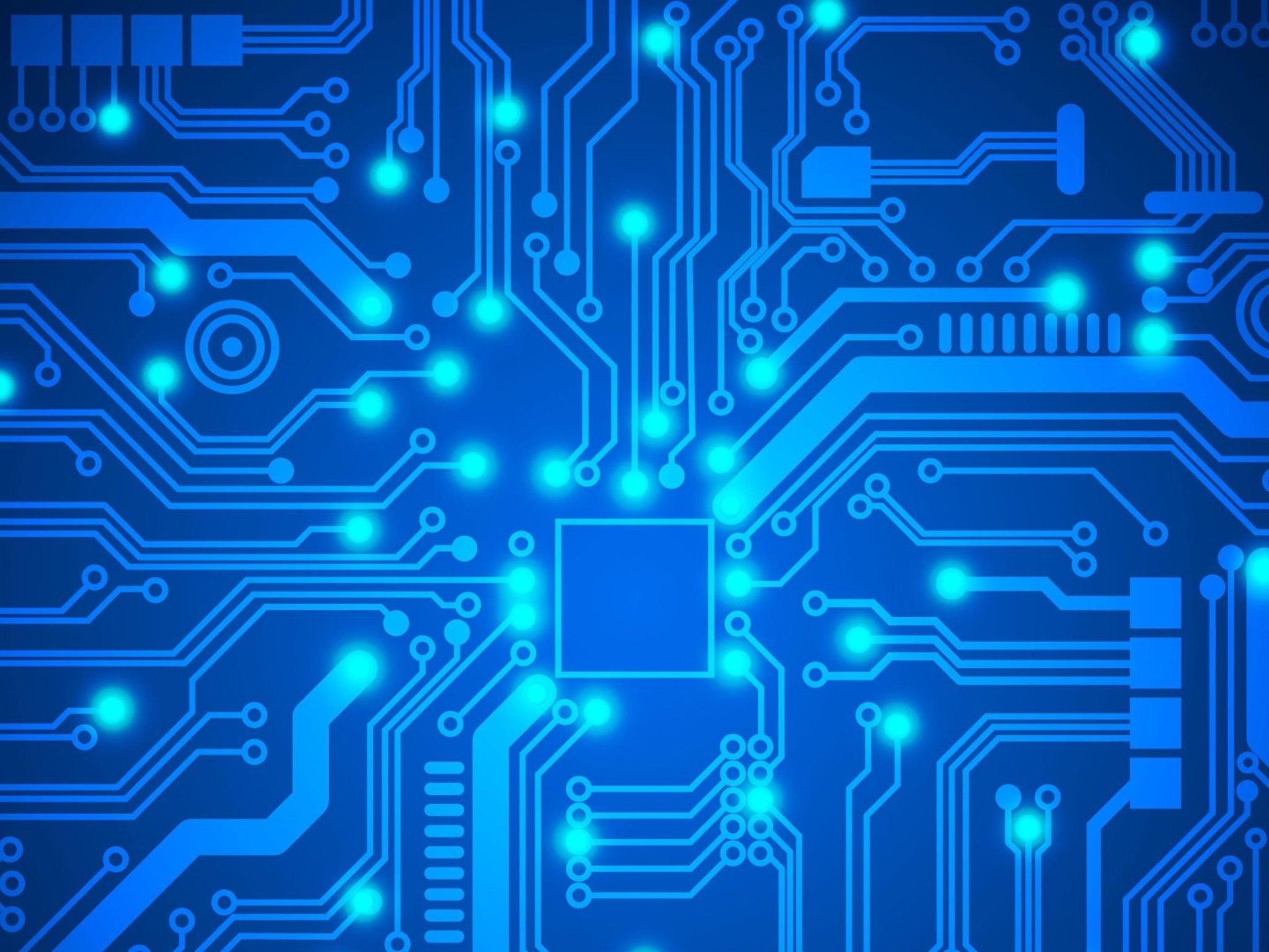 Circuito elettronico blu astratto, 2048x1536 alta risoluzione, iMac
