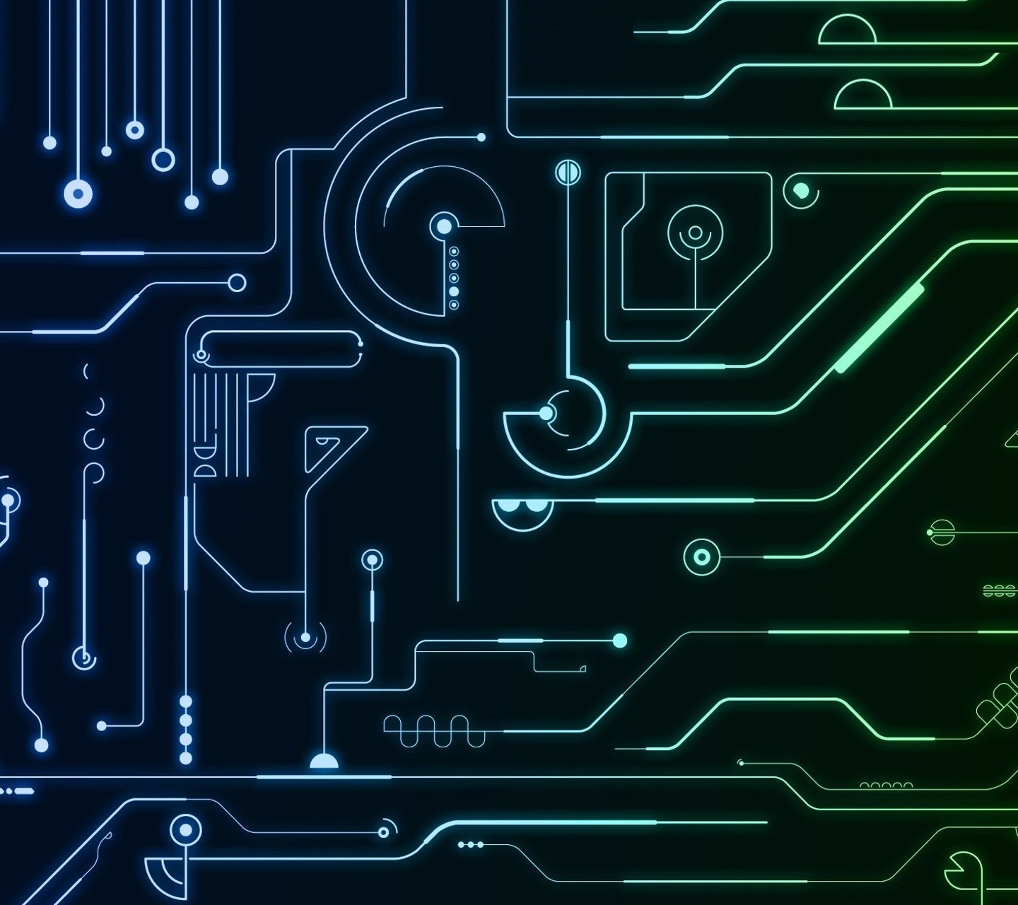 Circuito elettronico astratto verde-blu, 1440x1280 720p, MacBook Air