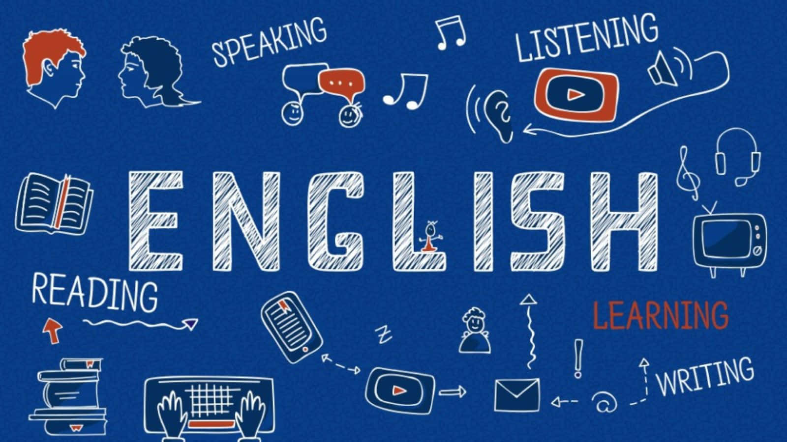 Piume e scritta English, 1920x1080 Full HD, Laptop