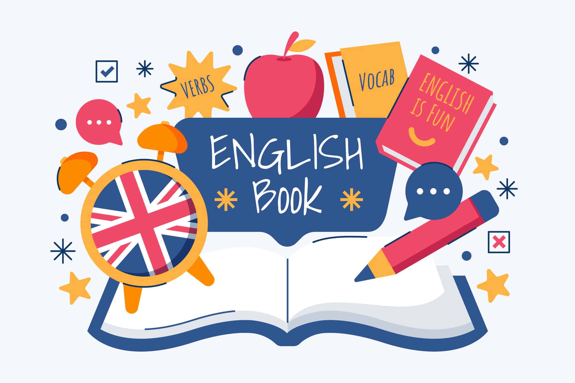 Illustrazione libro inglese e bandiera UK, 2000x1333 alta risoluzione, Desktop